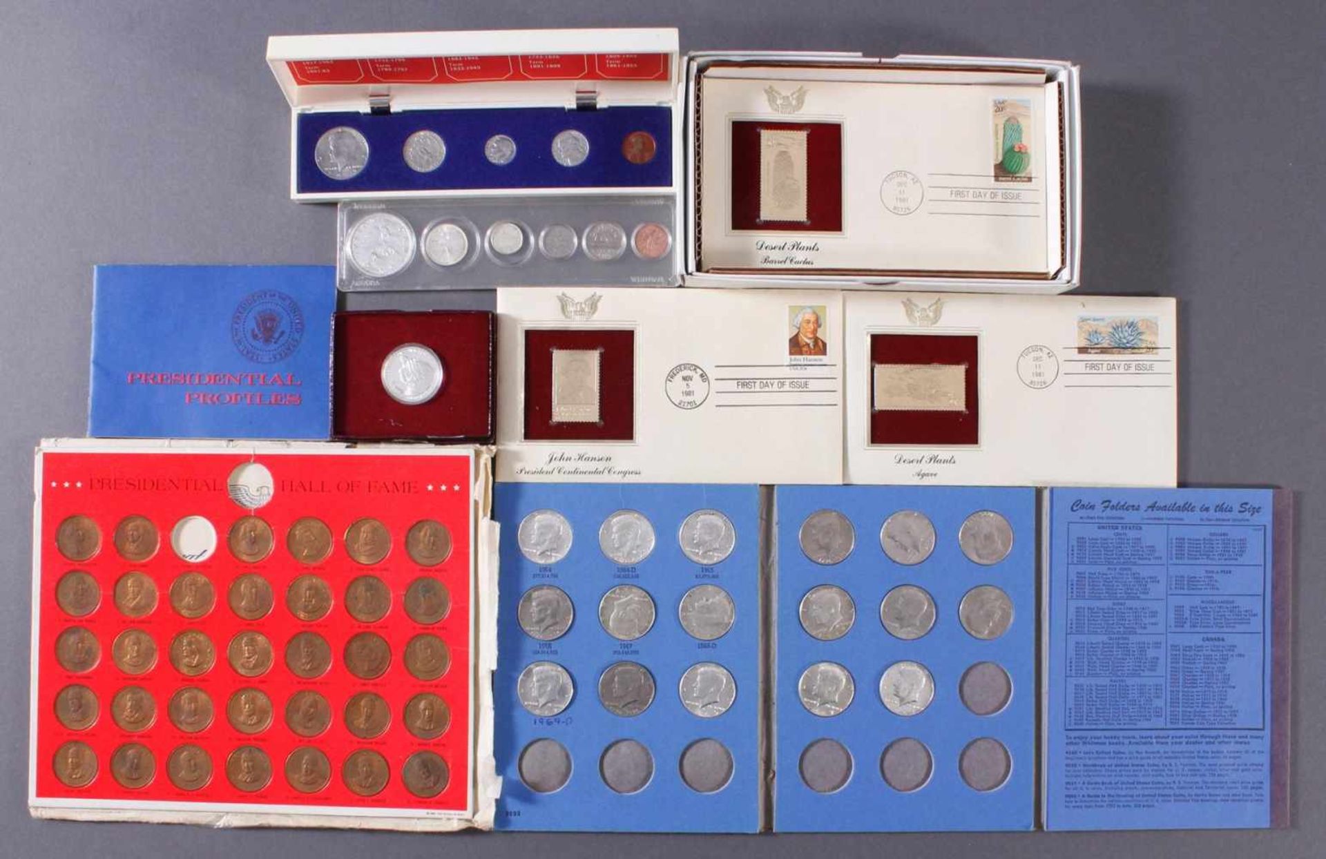 Sammlung Münzen und Goldbriefmarken3 Briefe mit Goldbriefmarken vom 11. Dezember 1981. USA