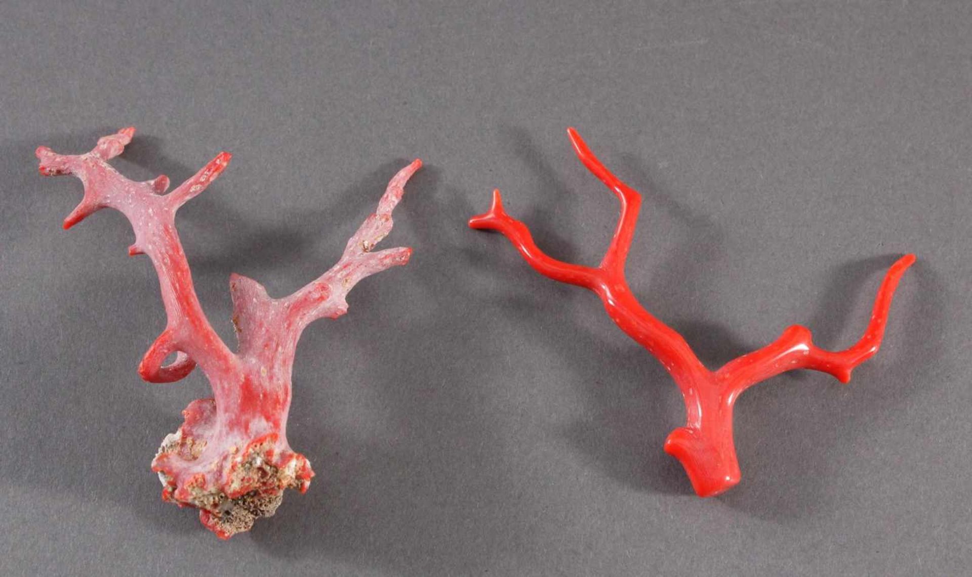 2 natürliche Korallenäste, rote Koralleca. Höhe 8 und 9,5 cm.- - -20.00 % buyer's premium on the - Image 2 of 3