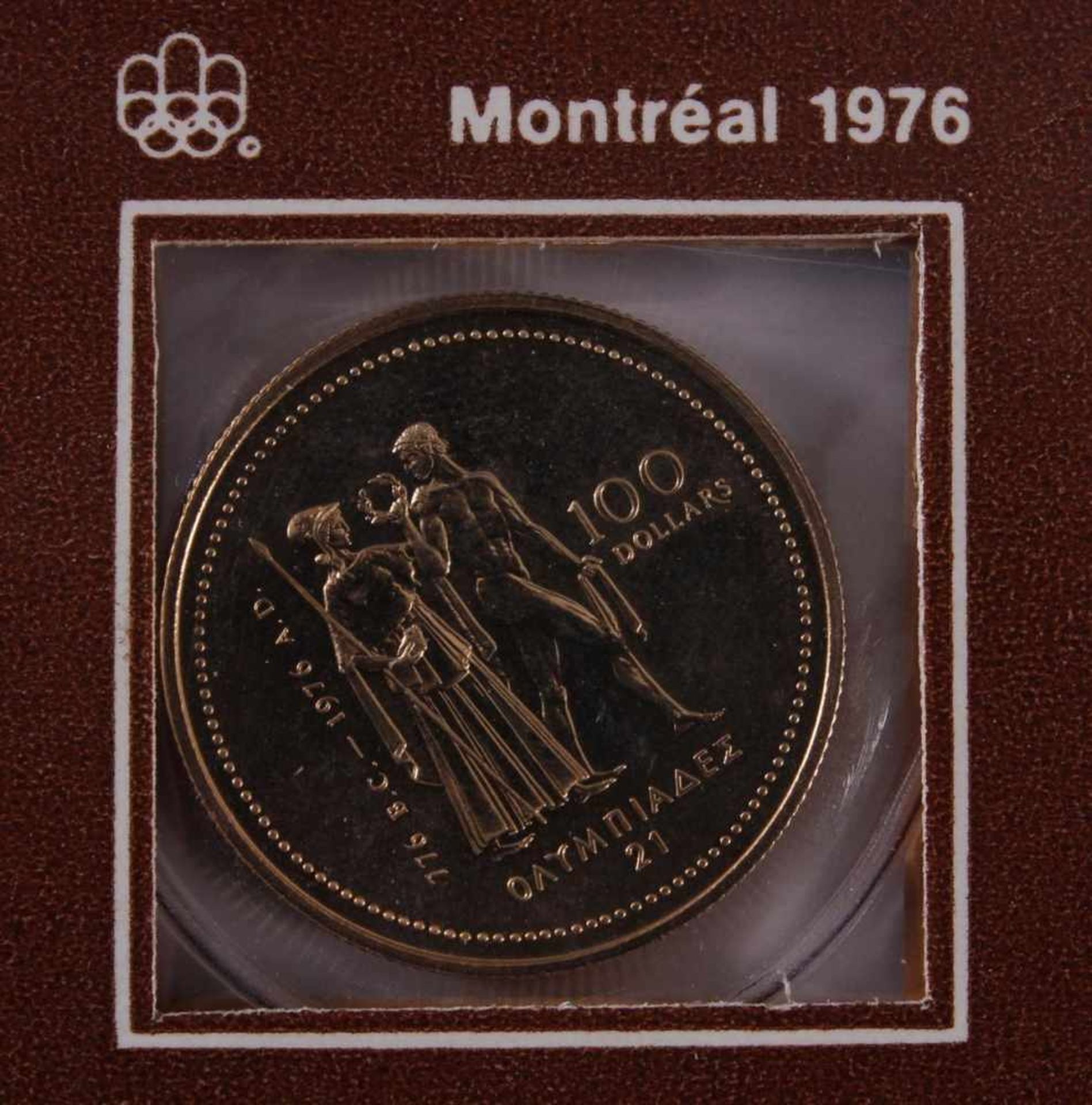 100 Dollar Goldmünze, Olympische Spiele Montreal 1976585 Gelbgold, 13,33 g. - - -20.00 % buyer's - Bild 2 aus 4