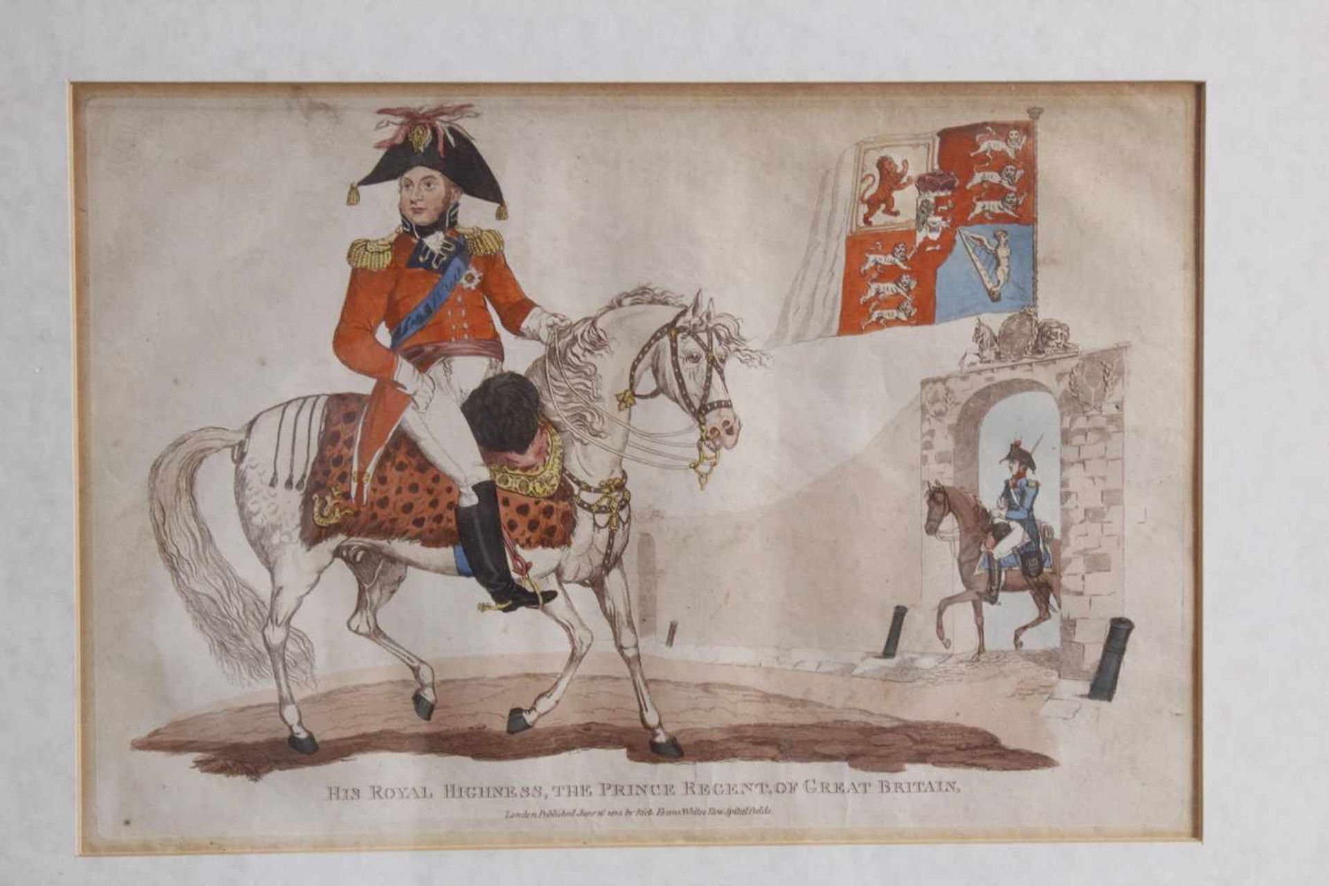 Kupferstich von 1815, Hus Royal Highness, The Prince Regent Of Great BritainVon Hand koloriert, - Bild 2 aus 2
