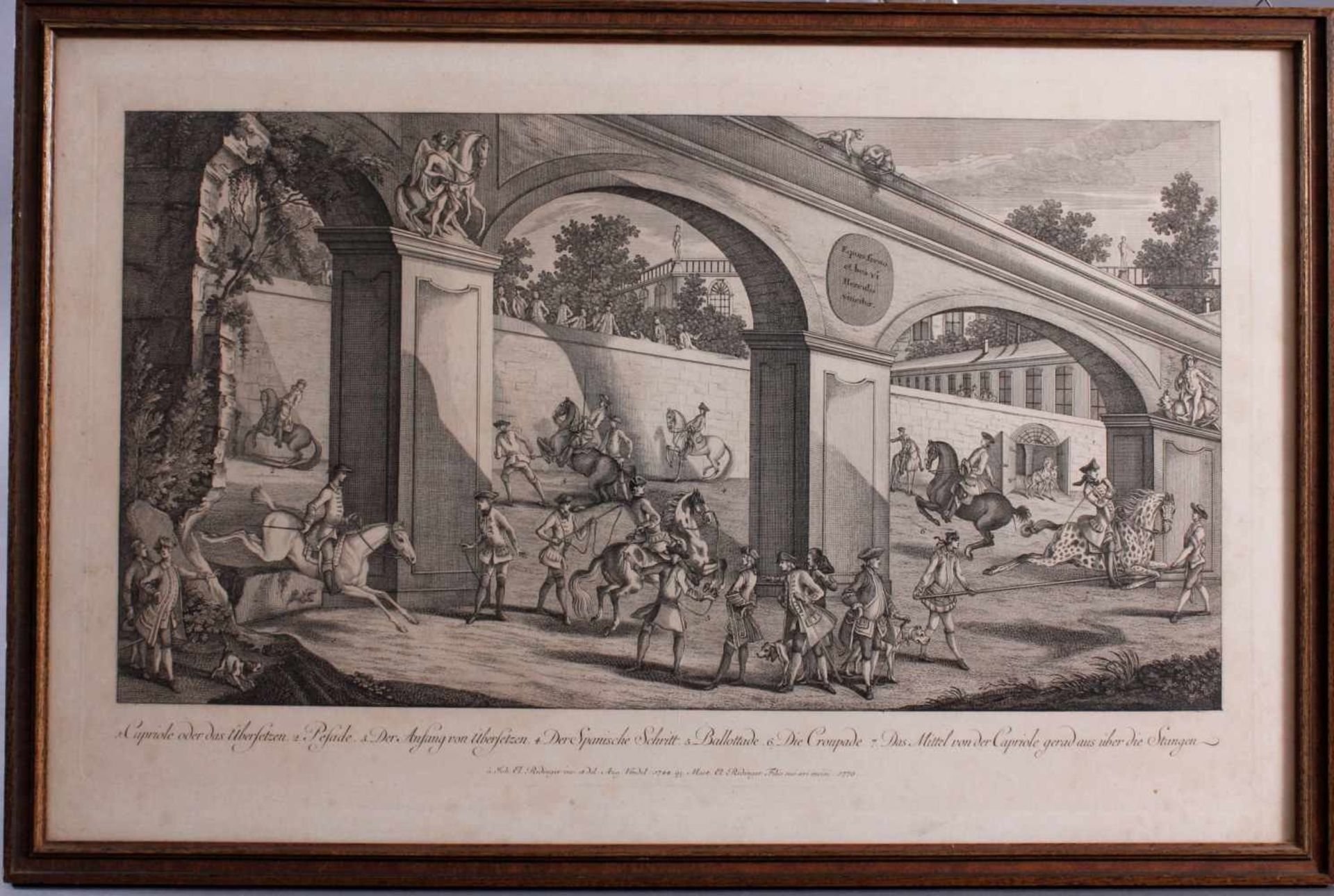 Martin Elias Ridinger (1730-1781). Die große Reitschule, Blatt 5Kupferstich von Martin Elias