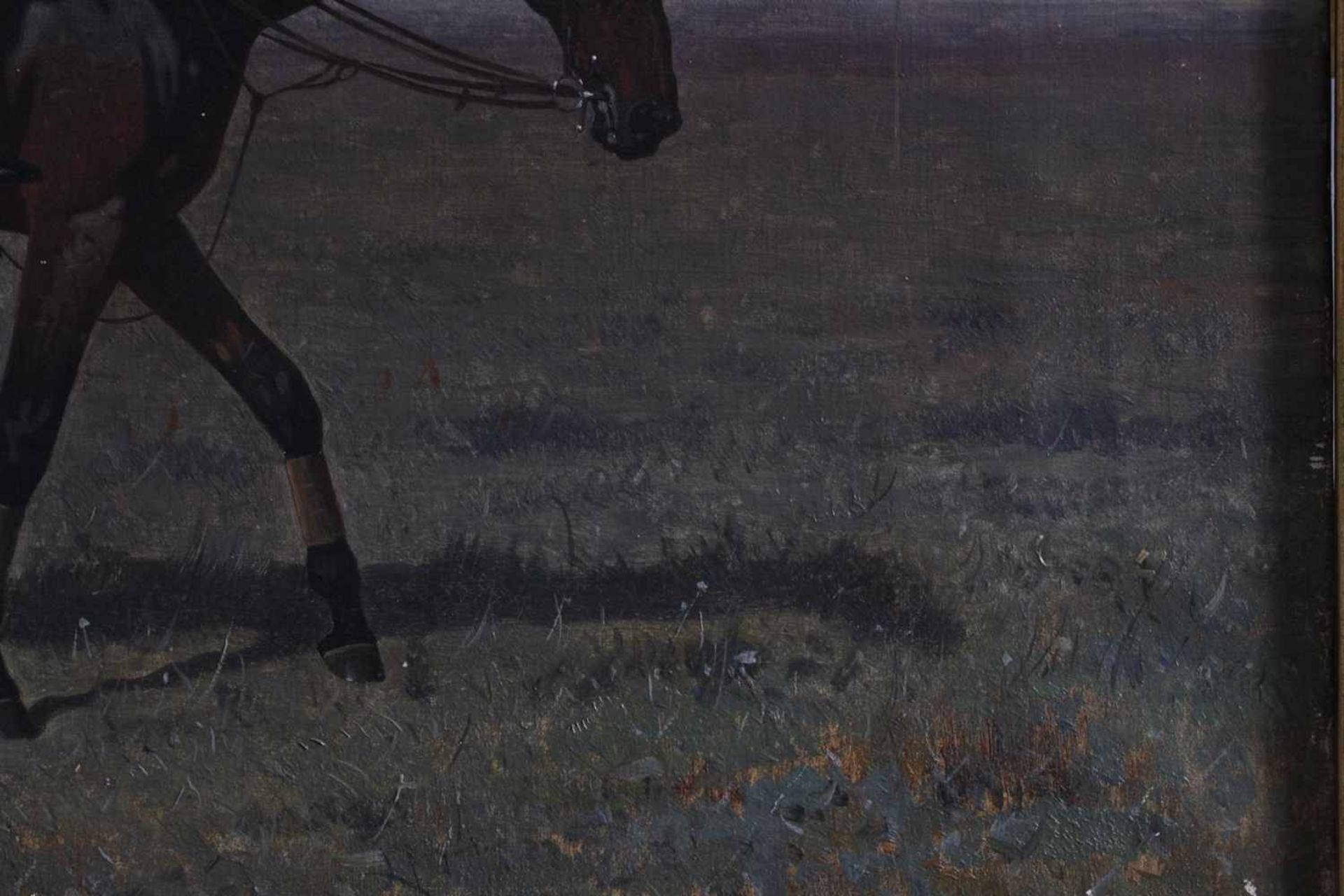 Emil Volkers (1831-1905)Öl auf Leinwand, "Reiter auf seinem Pferd", ca. 30 x 45 cm. Mit Rahmen ca. - Bild 7 aus 11