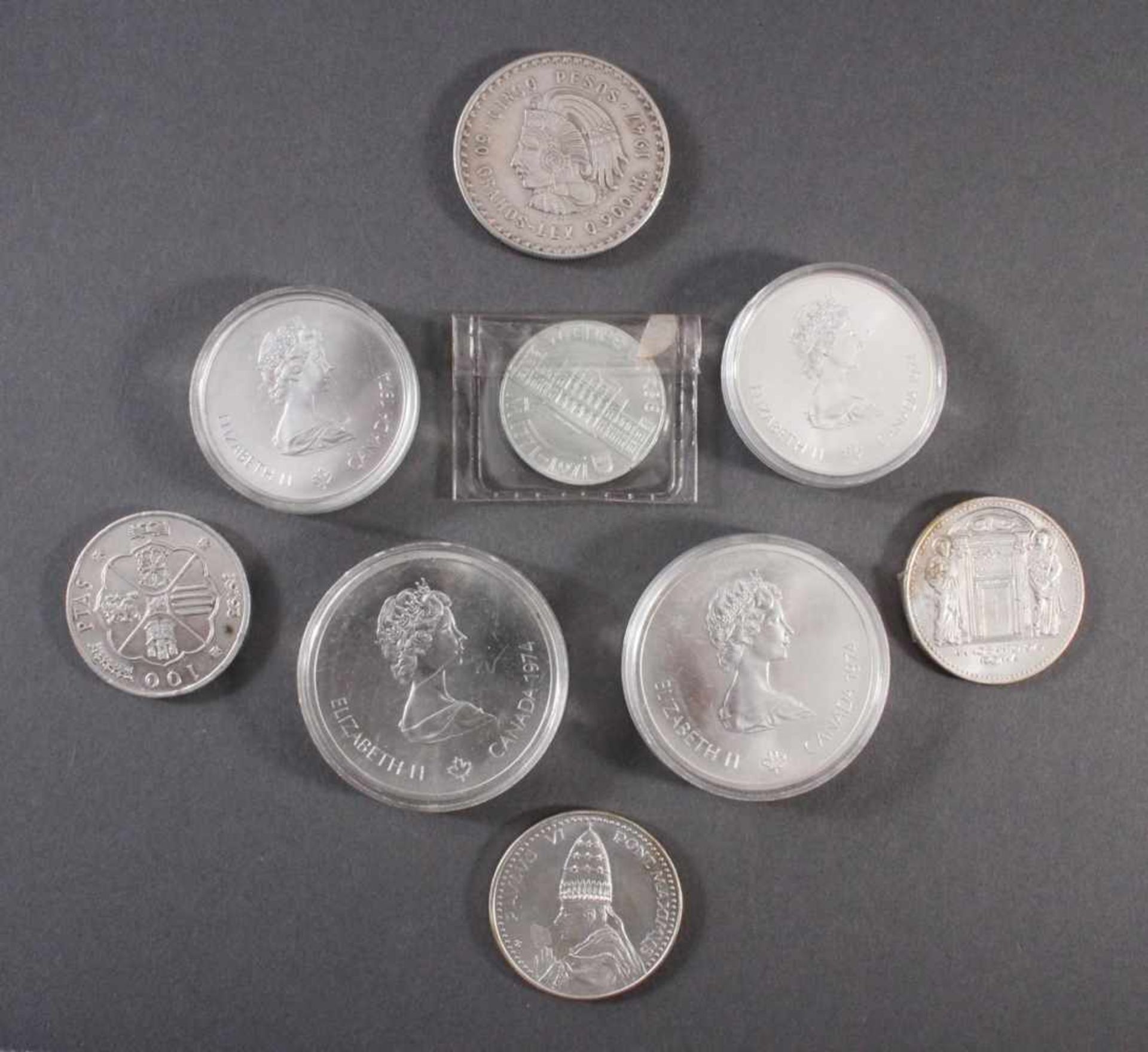 Sammlung Silbermünzen2x 10 Dollar Montreal 1976 PP in Münzkapseln. 2x 5 Dollar Montreal 175 PP in - Bild 2 aus 2