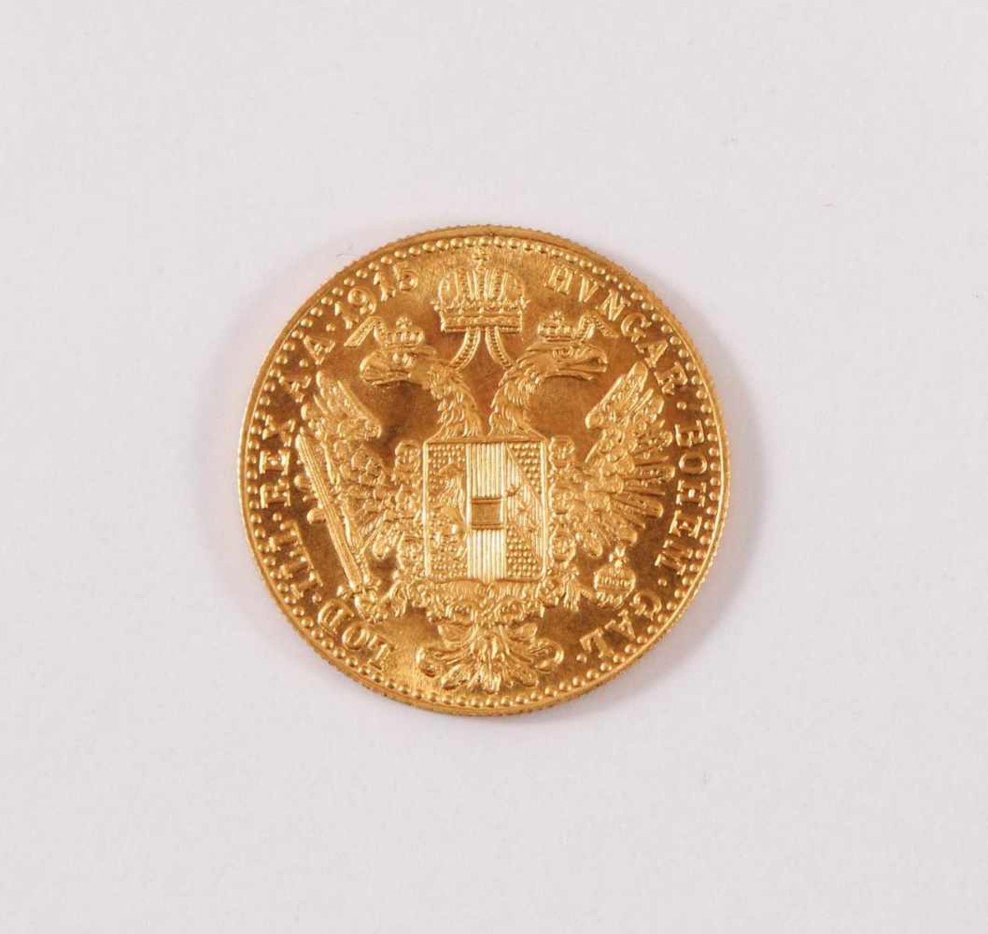 1 Dukat Franz Josef 1915986er Gold, D- 20 mm. 3,4 g in vz.- - -20.00 % buyer's premium on the hammer - Bild 2 aus 2