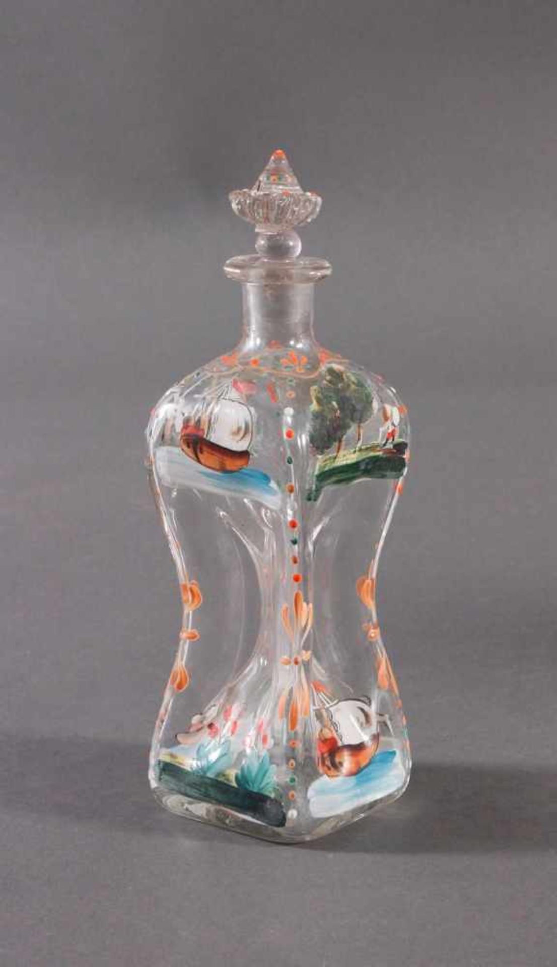 Flasche mit Stöpsel aus dem 18. Jh.Klarglas mit Lufteinschlüssen, tief gemuldeter und polierter - Image 3 of 11