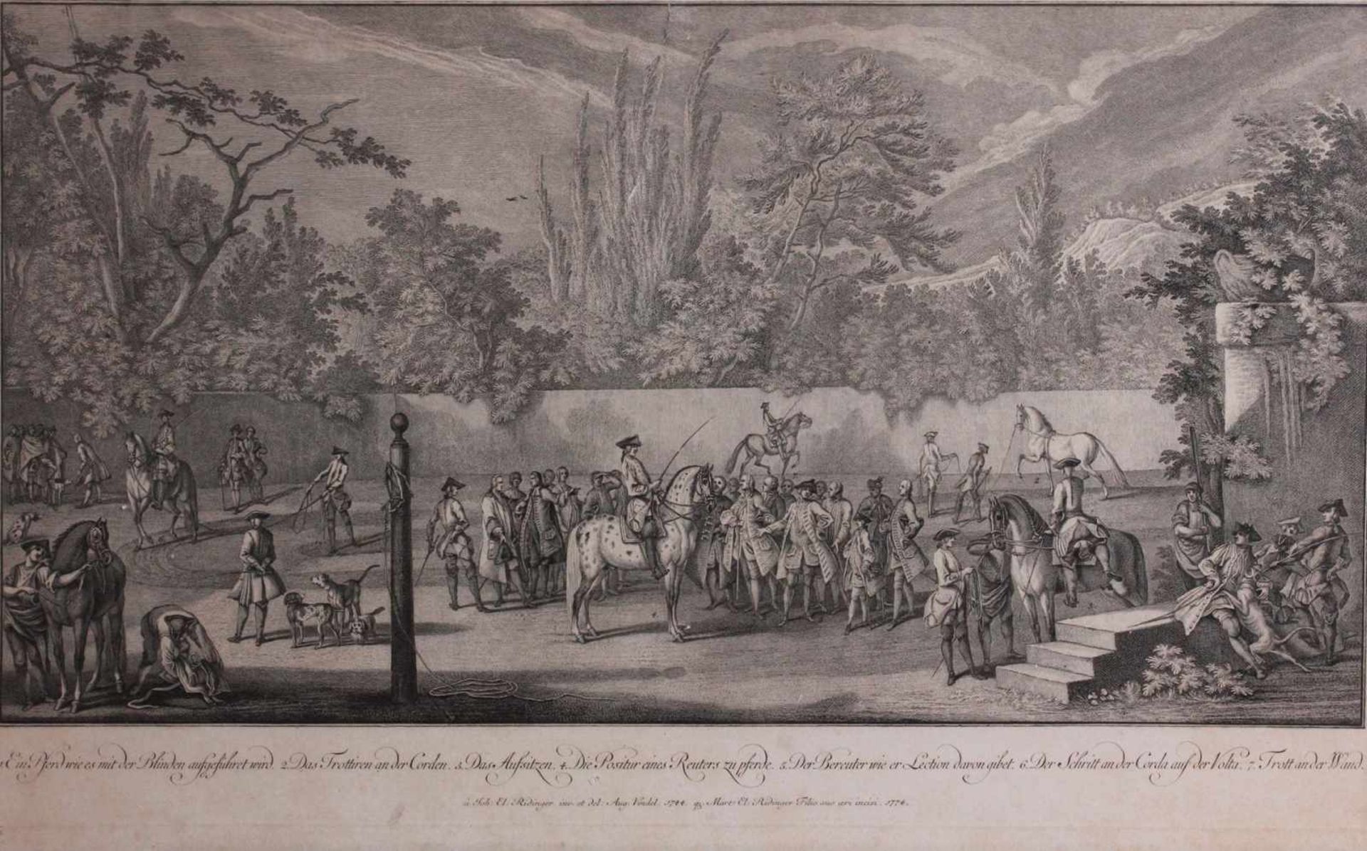 Martin Elias Ridinger (1730-1781). Die große Reitschule, Blatt 1Kupferstich von Martin Elias - Bild 2 aus 3