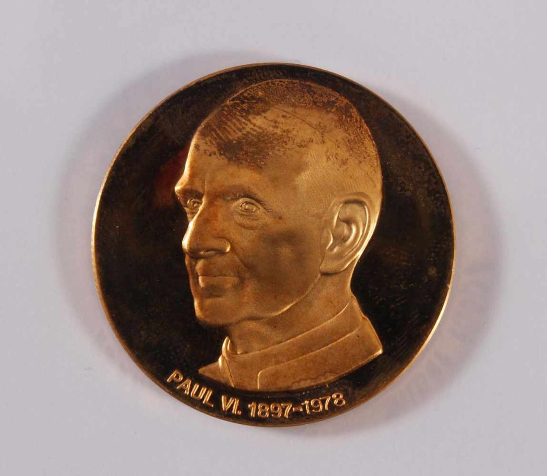 Goldemedaille Paul VI. 1897 - 1978Feingold, D-4 cm. 23,8 g.- - -20.00 % buyer's premium on the
