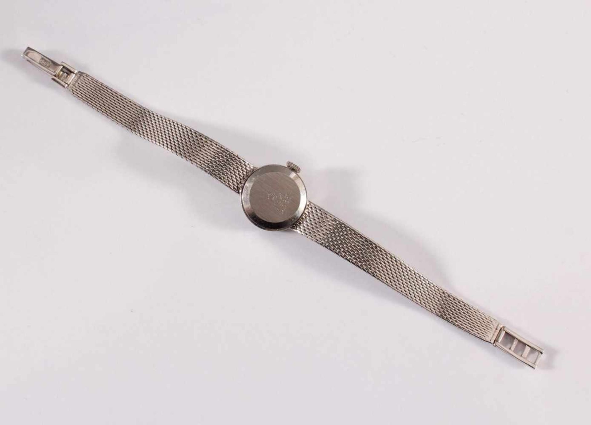 Damenarmbanduhr der Marke Beha mit Diamantkranz, 14 kt WeißgoldArmband und Uhrengehäuse gestempelt - Bild 4 aus 5
