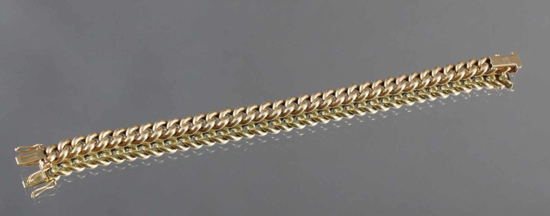 Damenarmband, 14 Karat GelbgoldGliederarmband, an der Schließe punziert 585, ca. Länge 19 cm, 21 g.- - Bild 2 aus 2