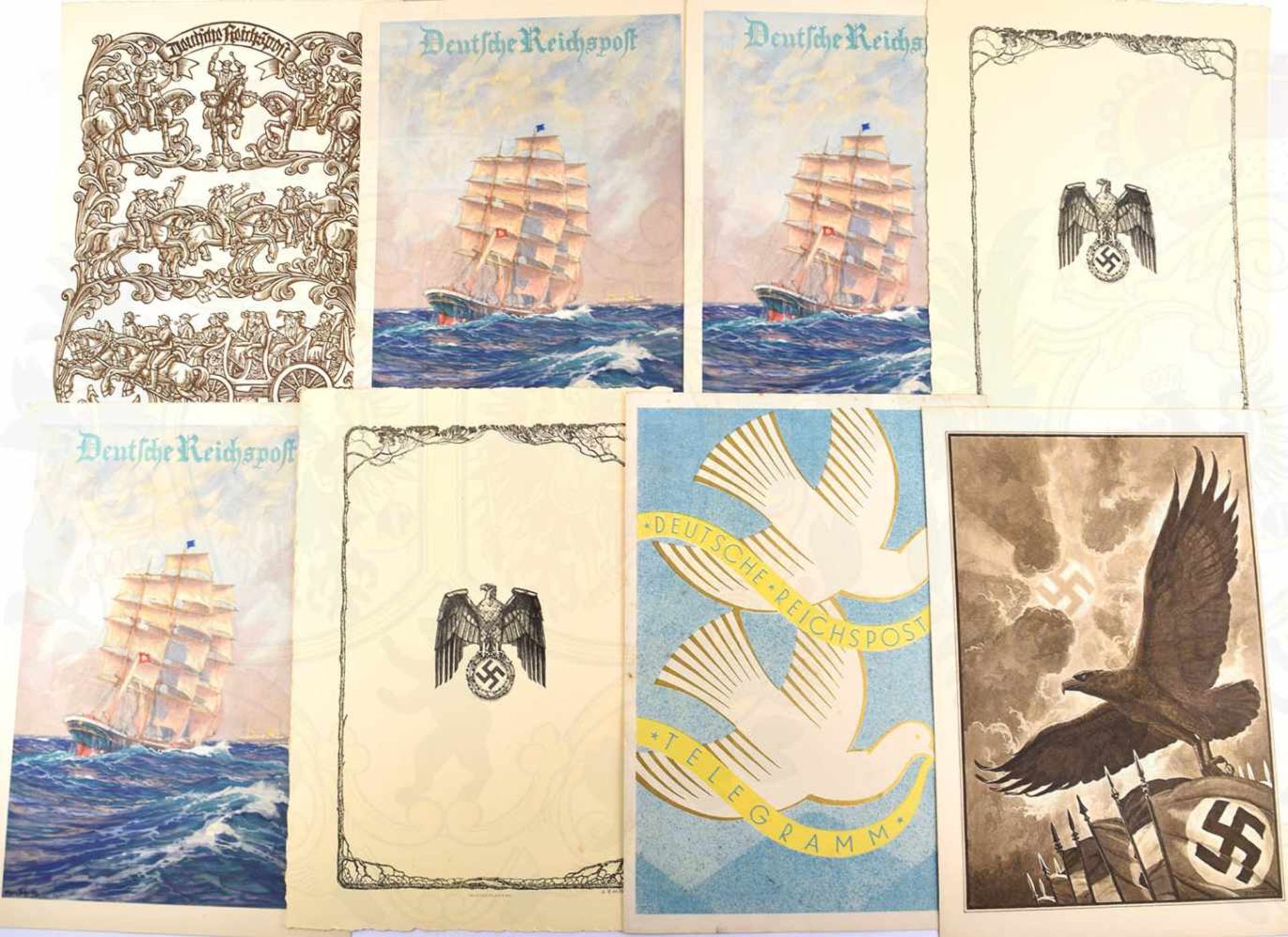 20 SCHMUCKTELEGRAMME, alle gelaufen 1933-1938, großf. Doppelblätter, meist farb. Titelbilder, 1x