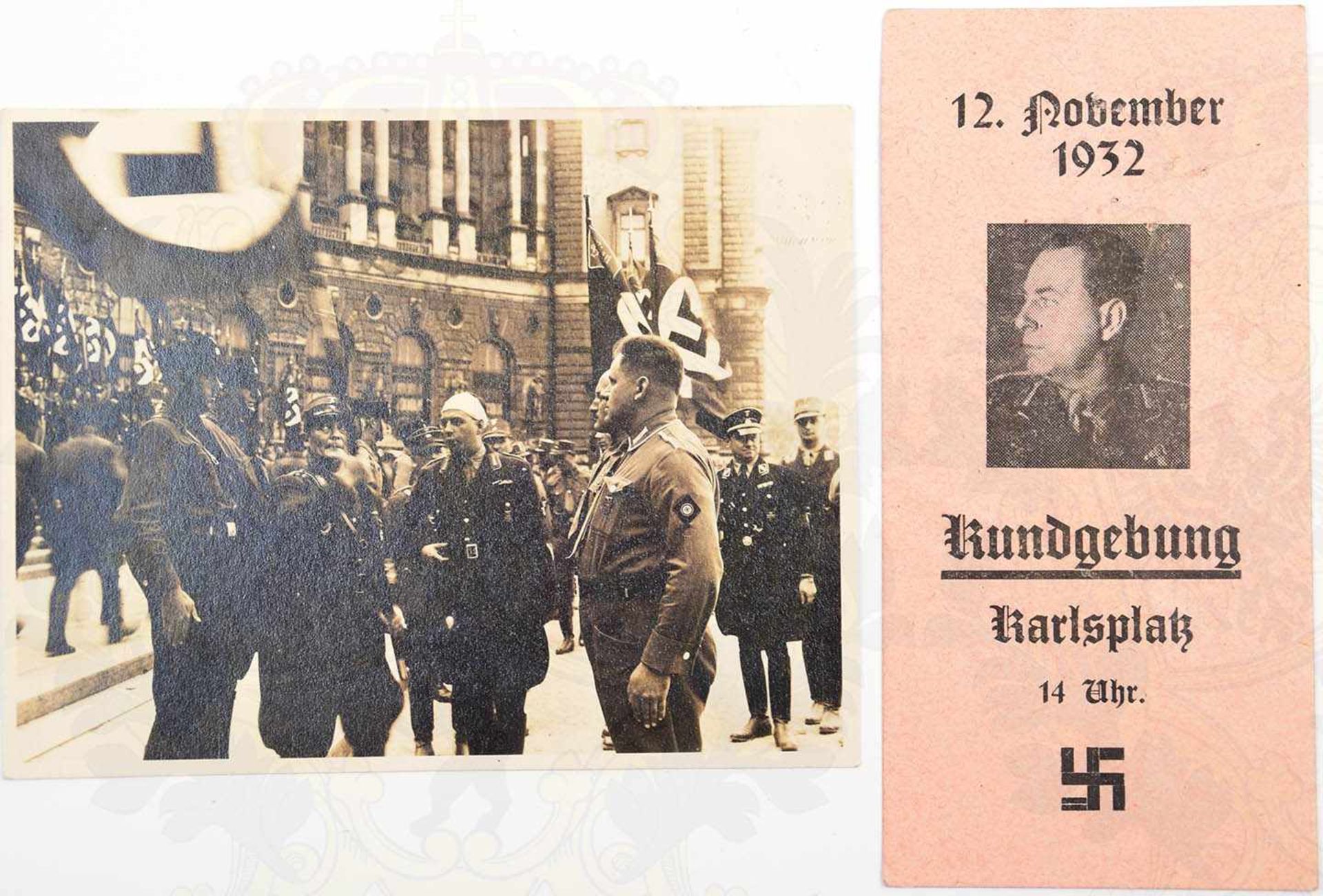 FOTO HERMANN GÖRING, bei der Fahnenweihe Heldenplatz Wien Gautag 1932, Angehöriger d. Ehrenabteilung