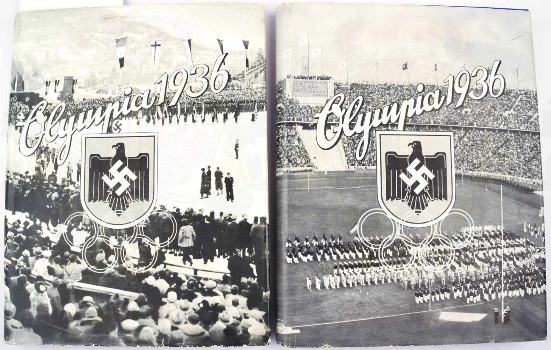 2 ALBEN OLYMPIA 1936, Bände 1 u. 2, kpl., goldgepr. GLn., beide SU m. kl. Randmängeln