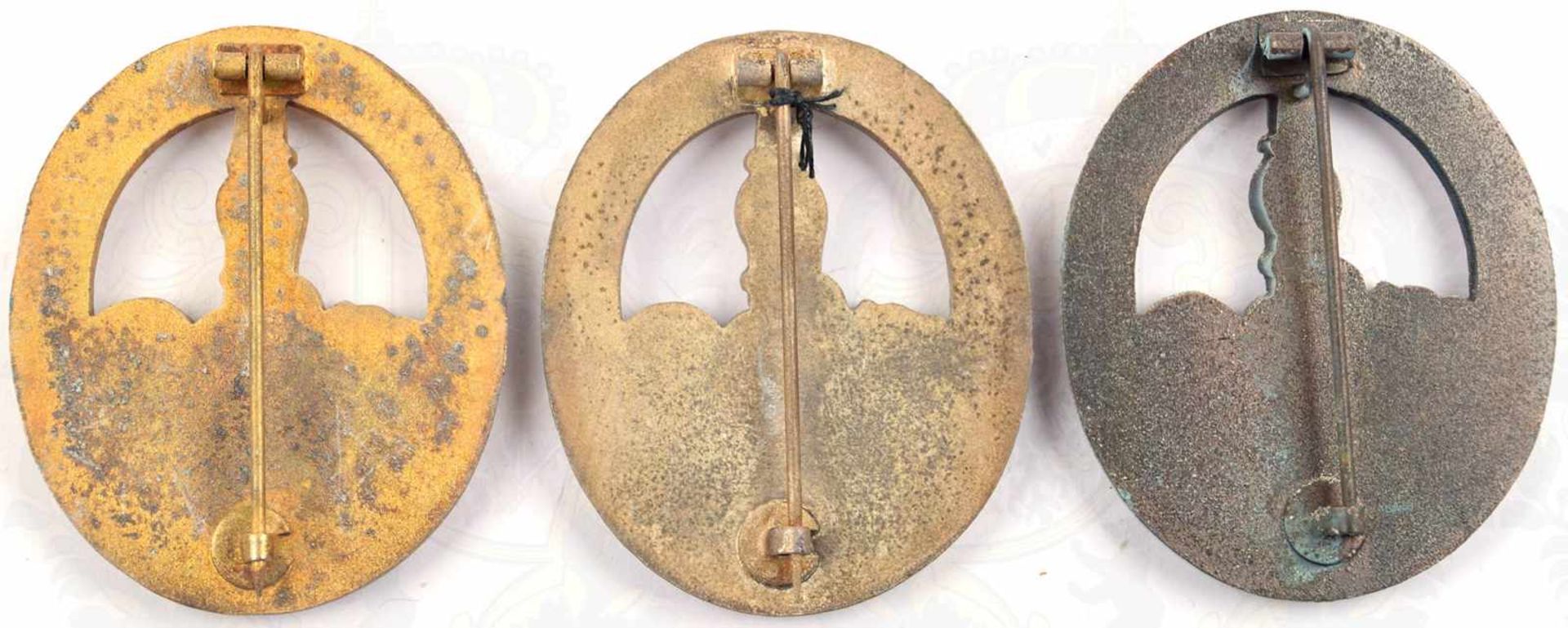 SATZ 3 BANDENKAMPFABZEICHEN, in Gold, Silber u. Bronze, qualitätvolle ältere Fertigungen v. Souval - Bild 2 aus 2