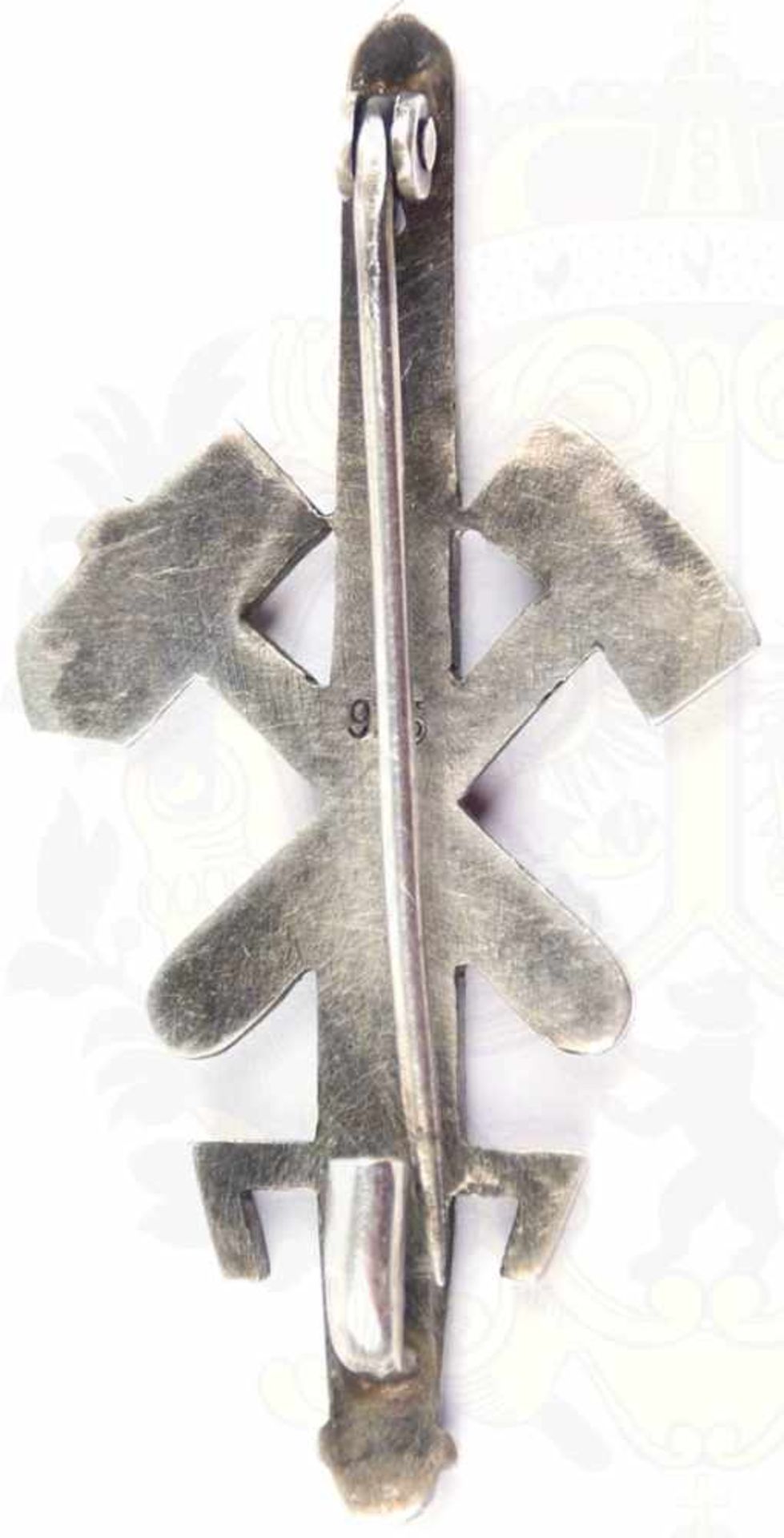 GAU-EHRENZEICHEN ESSEN, Silber/punziert „935“, an entspechender Nadel m. Sicherung, 5gr., 39,5x19, - Bild 2 aus 4