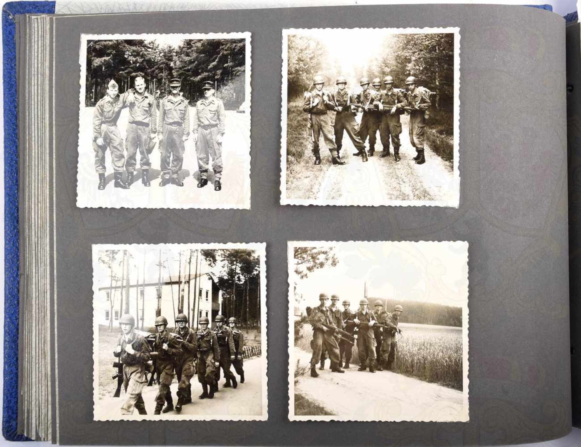 FOTOALBUM EINES FLIEGERS, ca. 60 Fotos u. 3 Foto-AK, 1962, Truppenstandort Hammelburg, Fahneneid, - Bild 5 aus 5