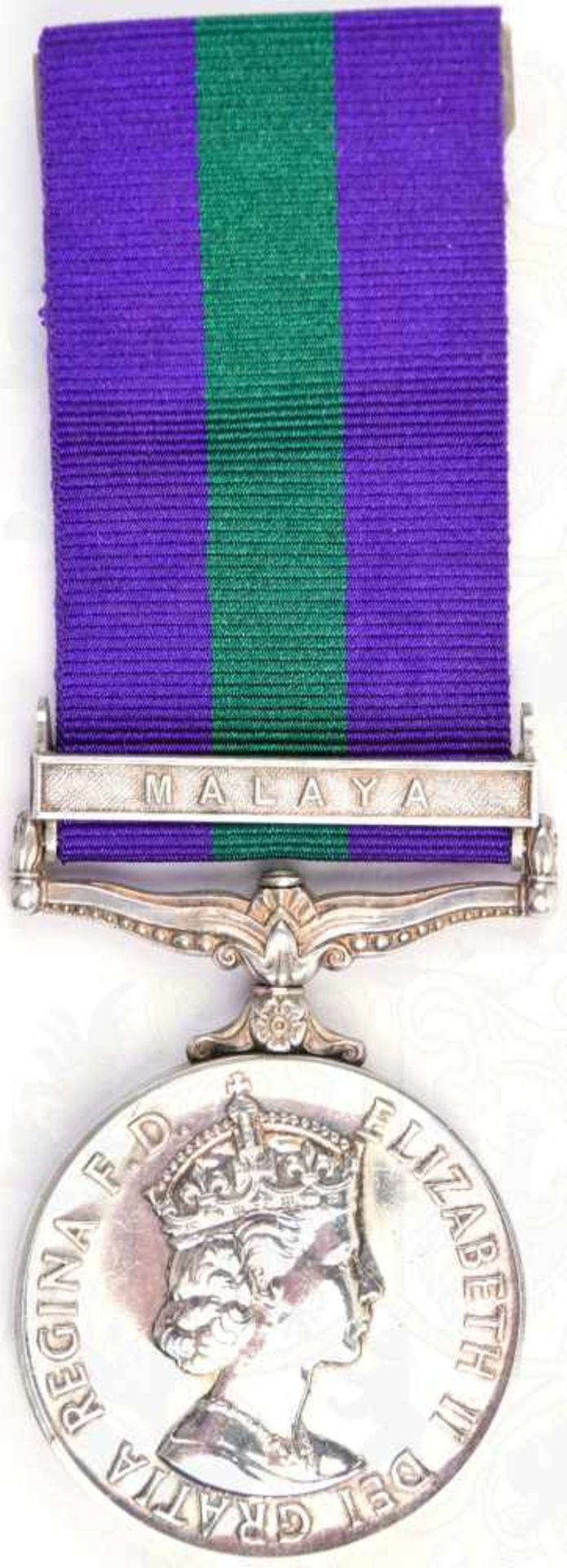 GENERAL-SERVICE-MEDAL, mit Bandspange „Malaya“, kpl. m. Patentverschluß