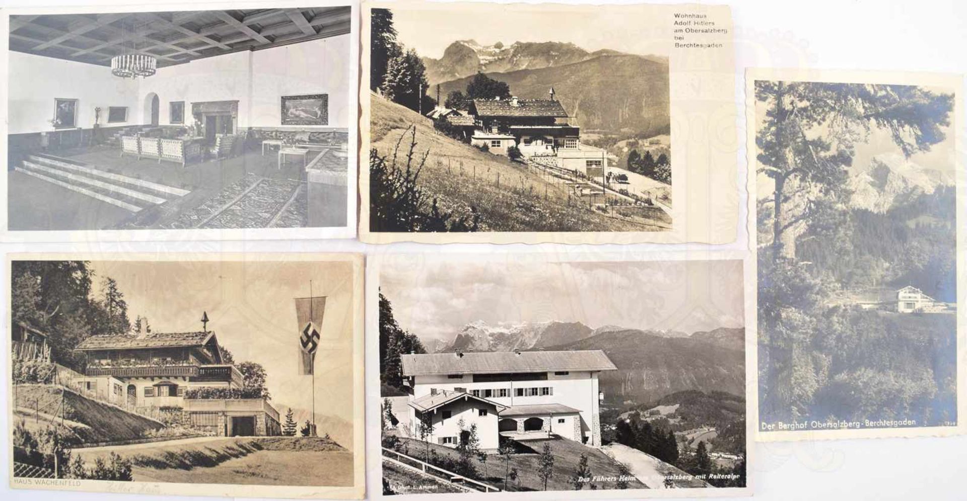 5 AK OBERSALZBERG, versch. Ansichten vom Haus Wachenfeld m. HK-Mastfahne, Reiteralpe, Alpenpanorama,
