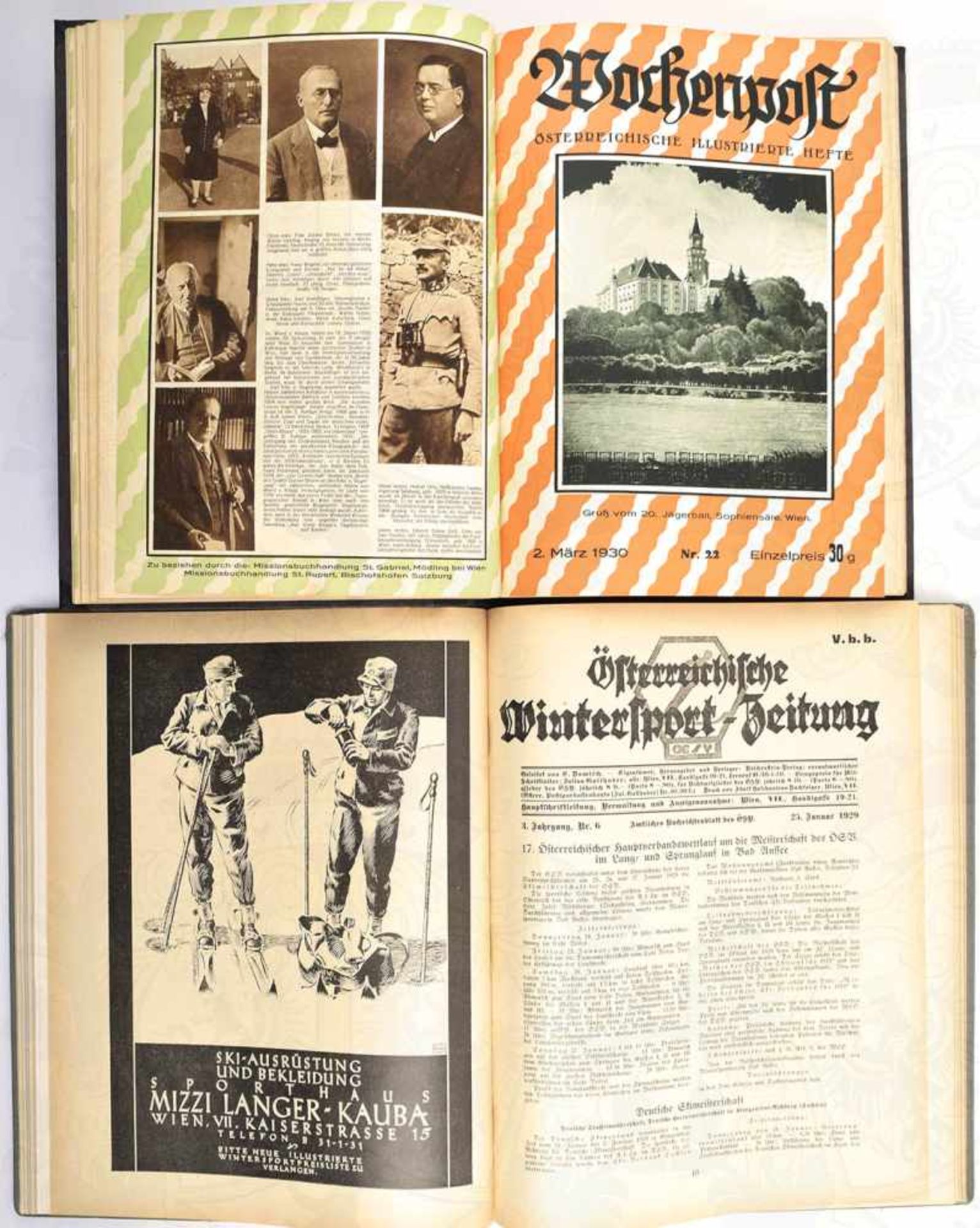 27 ÖSTERREICHISCHE ZEITUNGEN: 16x Wochenpost u. 11x Österreichischer Wintersport, 1930/1928, ges.