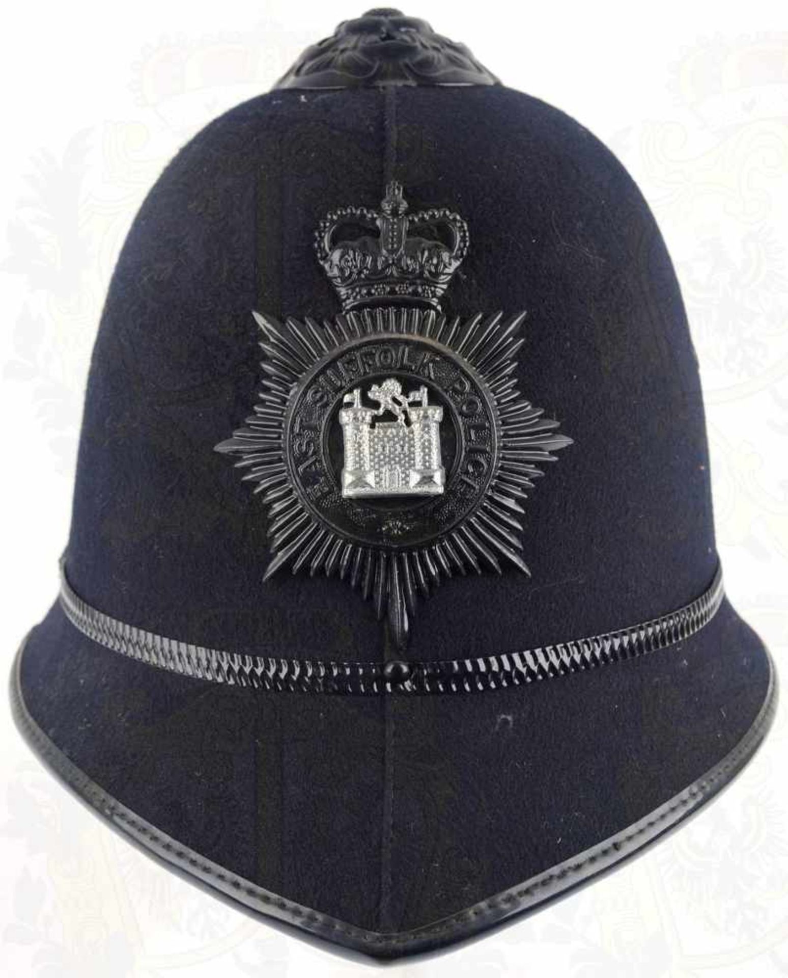 BOBBYHELM EAST SUFFOLK POLICE, Korpus m. schwarzem Tuchbezug, je 2 Lüftungslöcher, schwarzes - Bild 2 aus 2