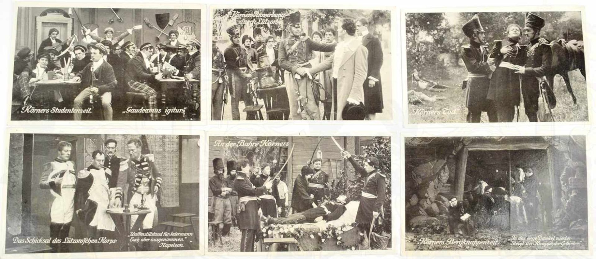 10 LICHTDRUCK-AK THEODOR KÖRNER EIN HELDENLEBEN, Verlag Baumann, Bln. 1913, Szenen aus seinem Leben,