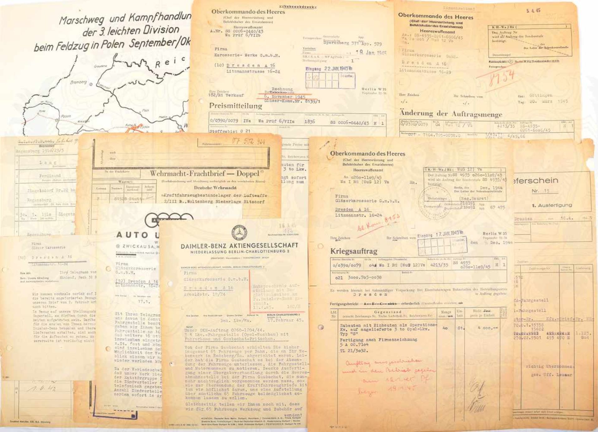 DOKUMENTENKONVOLUT, über 50 Teile, Tagebuch e. Uffz. zum Frankreich- u. Russland-Feldzug, Mai 1940-