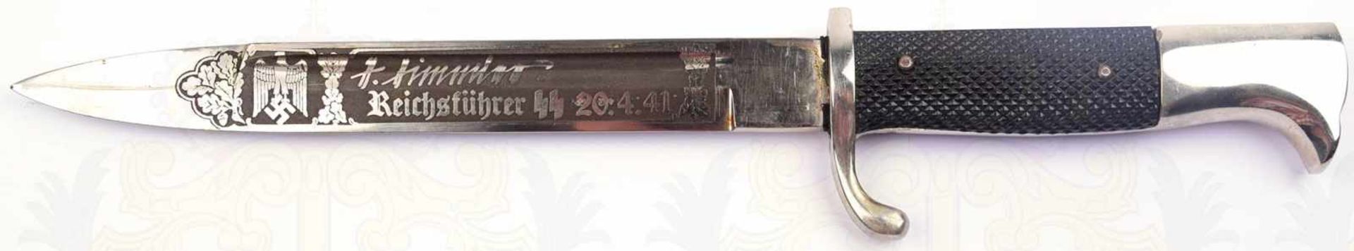 SG 98 KURZ, Extrastück, vernickelte Klinge m. neuzeitlich geätzter Widmung „Leibstandarte SS Adolf - Bild 4 aus 5