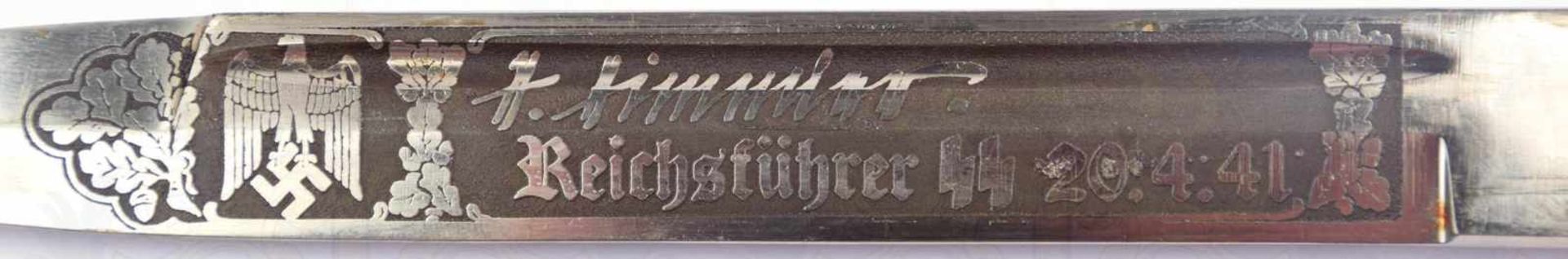 SG 98 KURZ, Extrastück, vernickelte Klinge m. neuzeitlich geätzter Widmung „Leibstandarte SS Adolf - Bild 5 aus 5