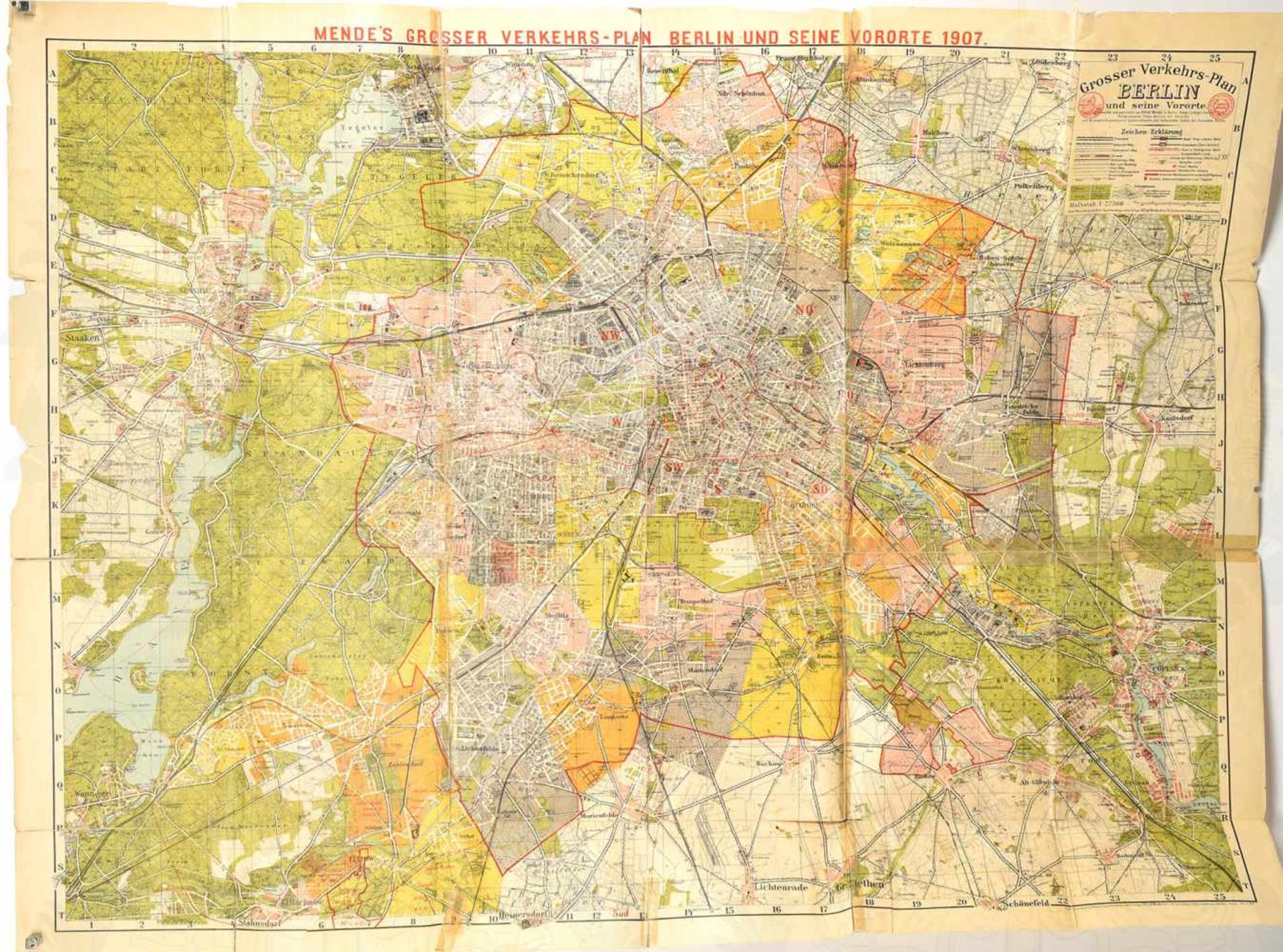 MENDE´S GROSSER VERKEHRSPLAN BERLIN UND SEINE VORORTE, Geograph.-Lithogr. Institut Alfred Mende,