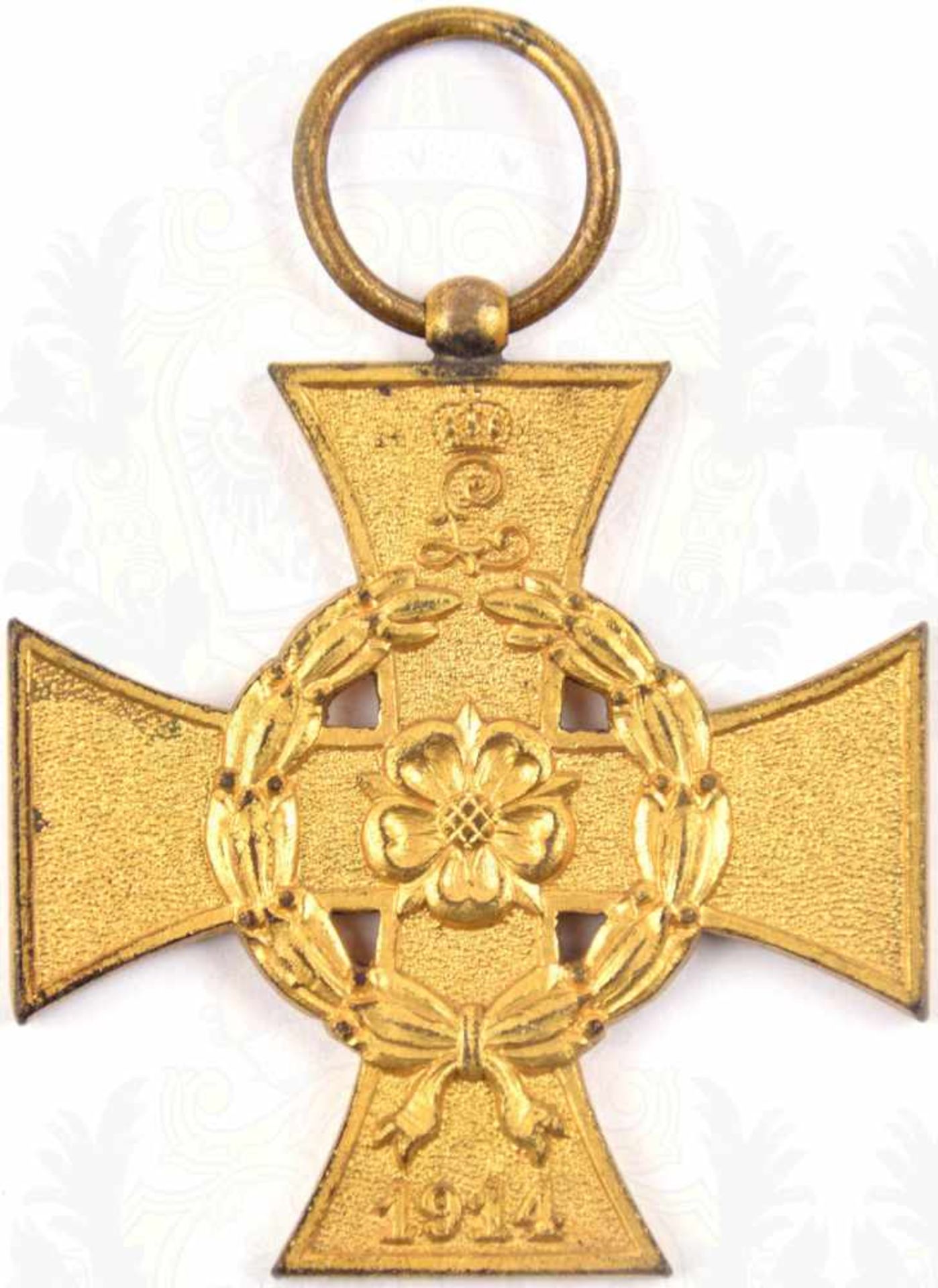 KRIEGSVERDIENSTKREUZ 1914, f. Auszeichnung im Kriege, Bronze/vergoldet, Band fehlt