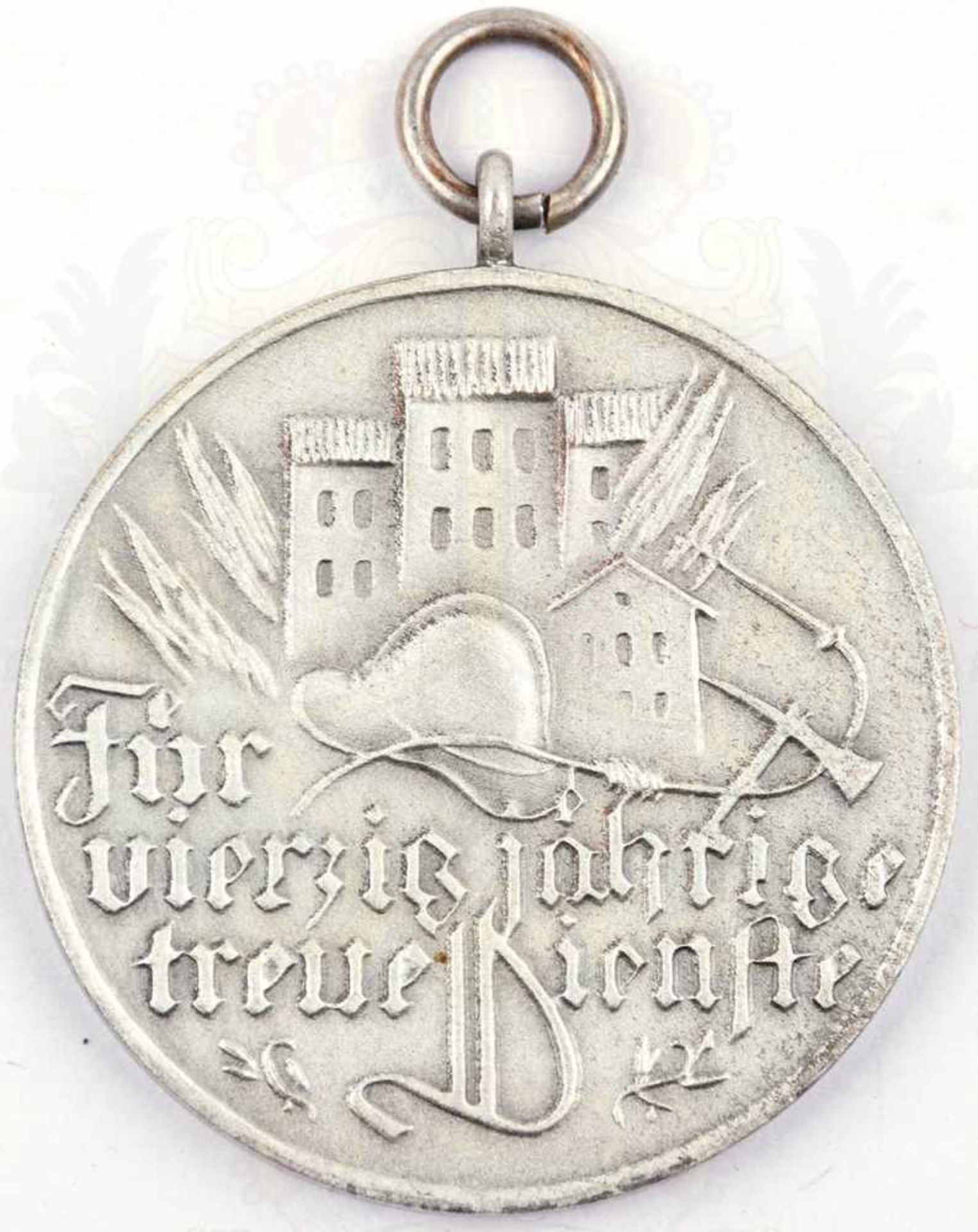 VOLKSSTAAT HESSEN, Ehrenzeichen f. 40 Dienstjahre b.d. Feuerwehr, Medaille (1922-1936), Buntmetall/