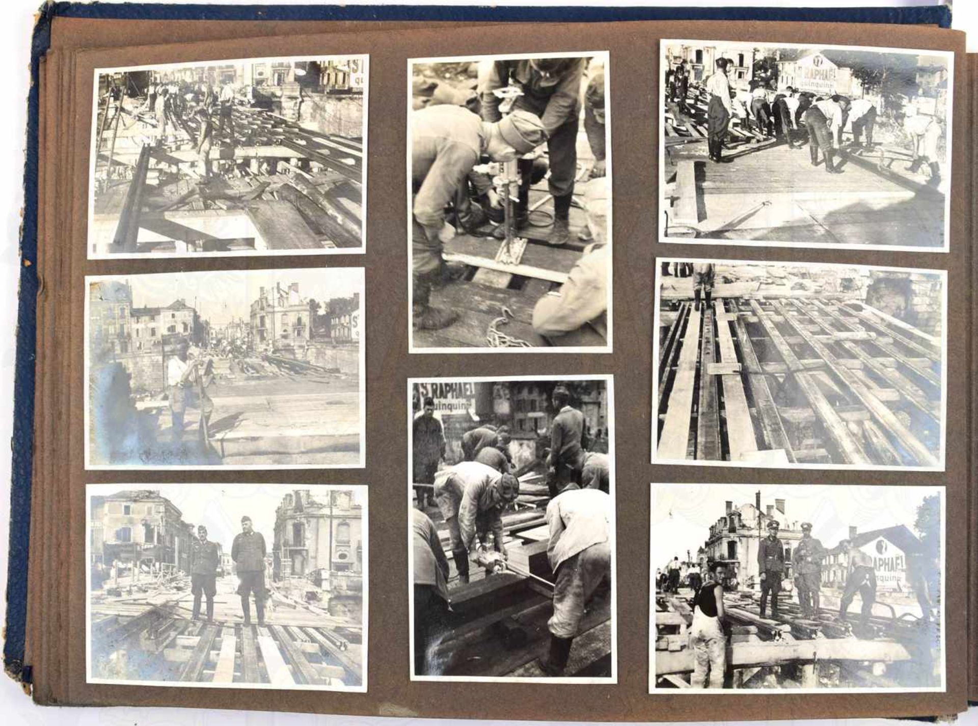 FOTOALBUM, m. 97 Fotos, meist Brückenbau in Frankreich, Abtragen zerst. Straßen- u. Bogenbrücken, - Bild 2 aus 3