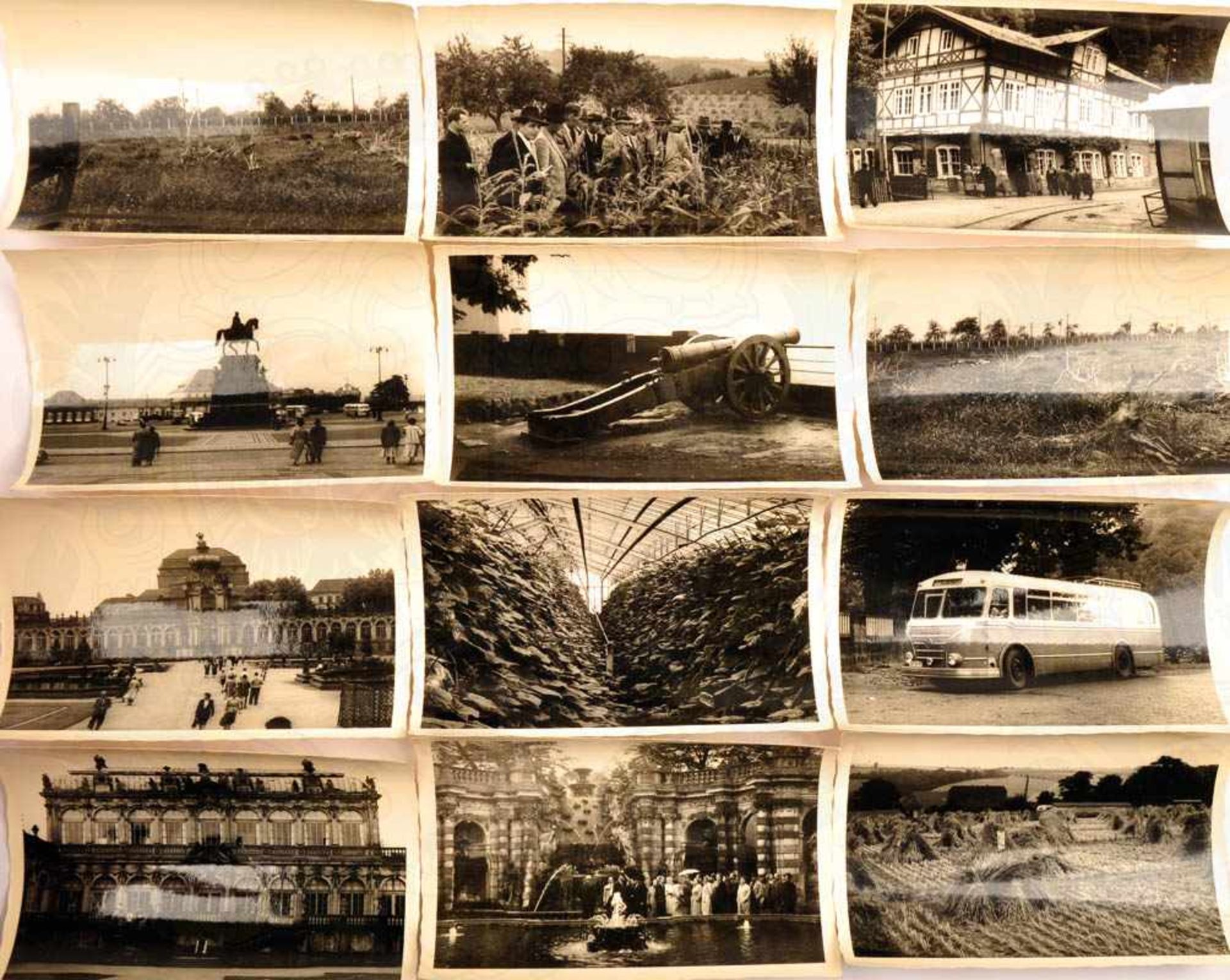 36 FOTOS EINER REISEGESELLSCHAFT, 1955, landwirtschaftl. Kollegium auf Fahrt nach Dresden, Besuch v.