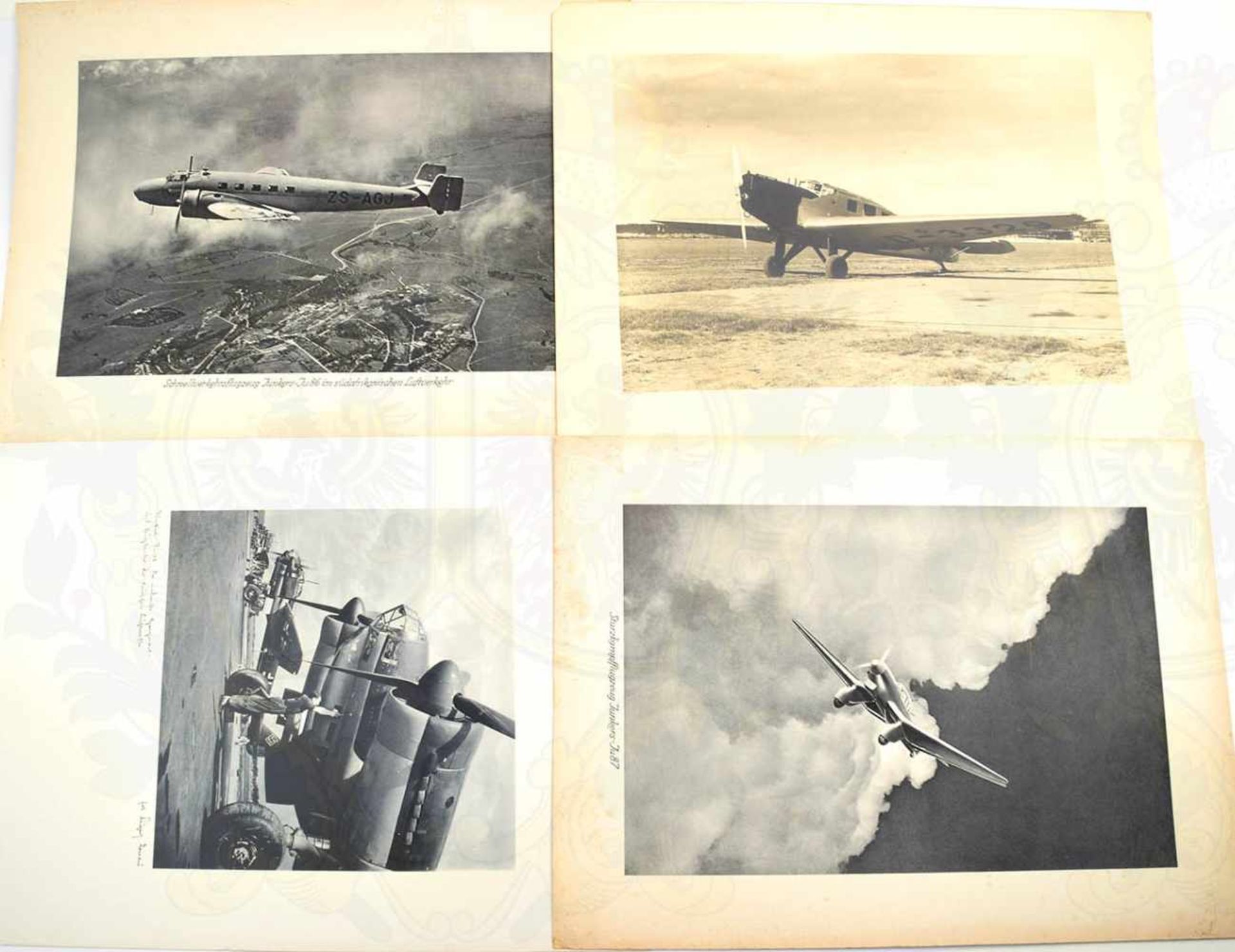 16 KUNSTDRUCKE ZIVIL- UND KAMPFFLUGZEUGE, 1938-1942, startbereite Staffel Ju-88 auf Flugfeld; Me-110 - Bild 2 aus 2