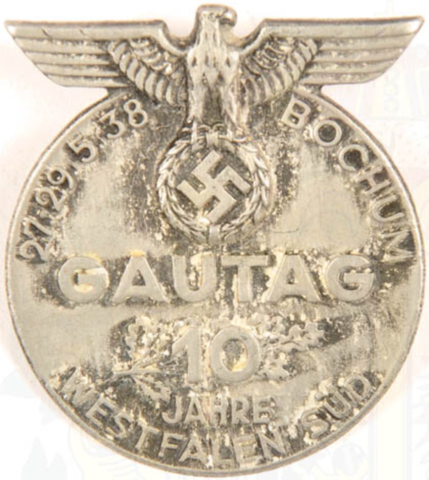 10 JAHRE GAU WESTFALEN-SÜD, Bochum 1938, Aluminium, massiv, Herst. „Pleuger & Voss Lüdenscheid“