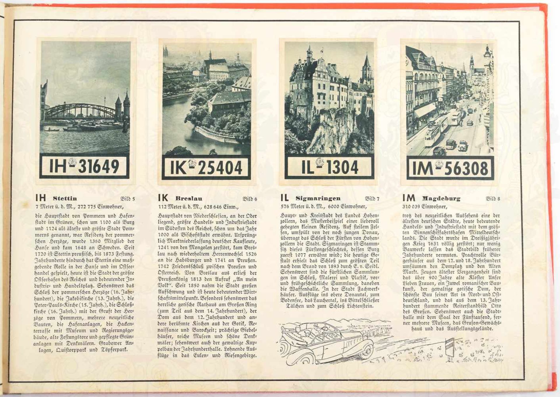 WIR FAHREN DURCH DEUTSCHLAND, Ein Bildwerk Deutsche Auto-Kennzeichen, Petersen, Flensburg 1938, kpl. - Bild 3 aus 3