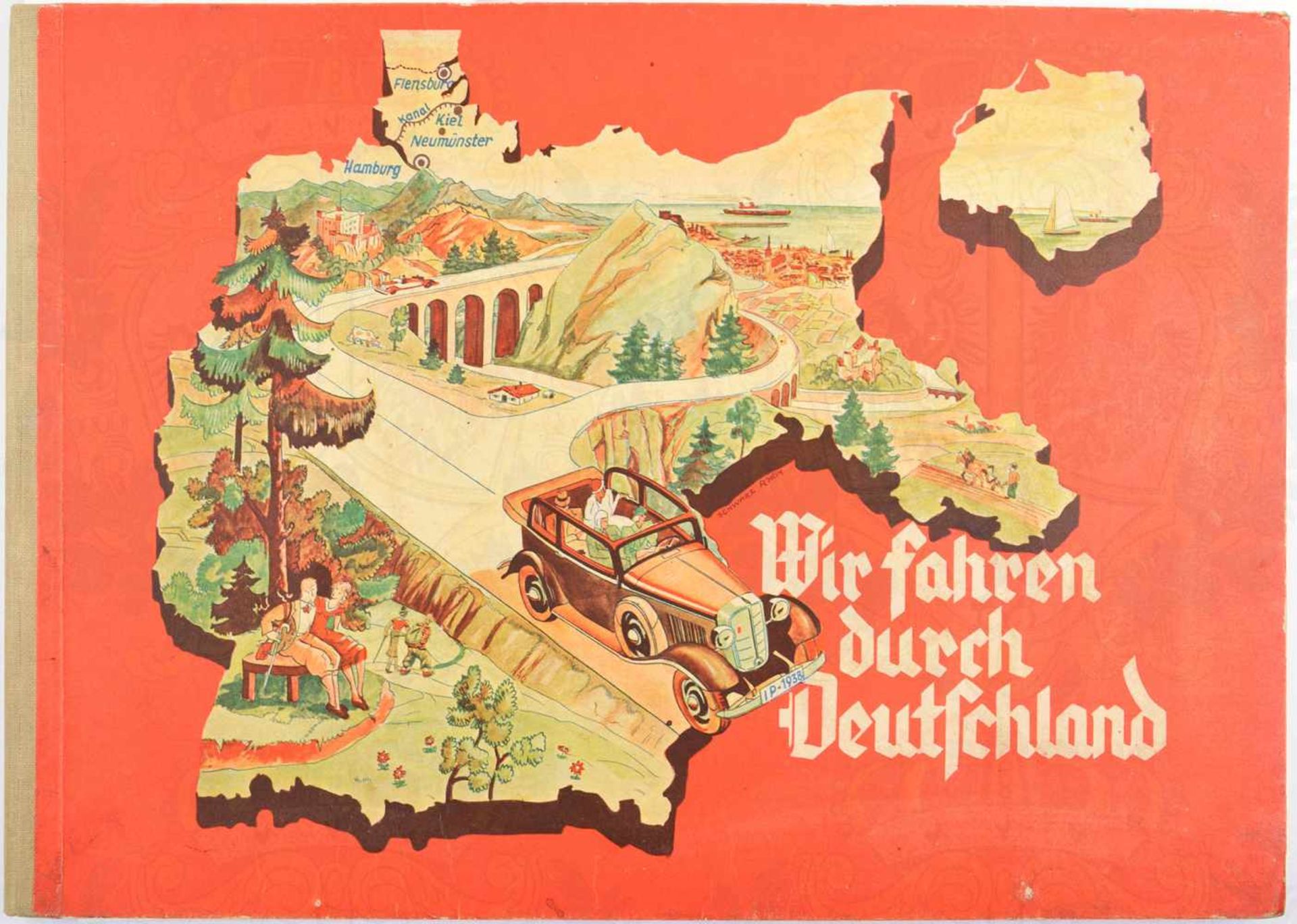 WIR FAHREN DURCH DEUTSCHLAND, Ein Bildwerk Deutsche Auto-Kennzeichen, Petersen, Flensburg 1938, kpl.