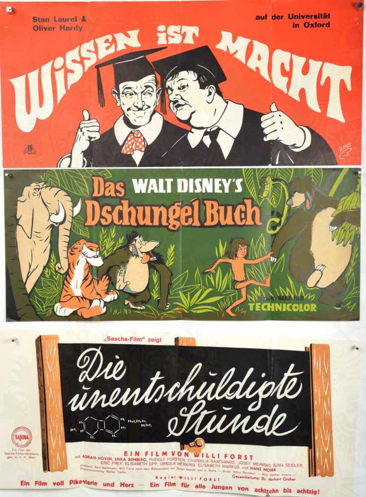 5 FILMPLAKATE 1947-1969, Walt Disney - Das Dschungel Buch; Pulverdampf und heiße Lieder (Elvis