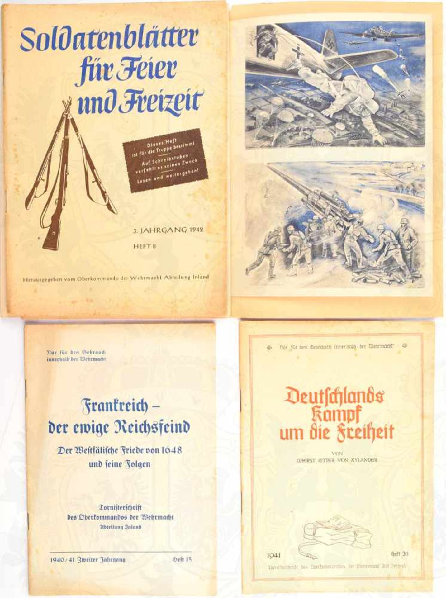 22 TORNISTERSCHRIFTEN 1940-1944, 15 Soldatenblätter für Feier u. Freizeit: 1941- Nr. 2-8, 11, 12;
