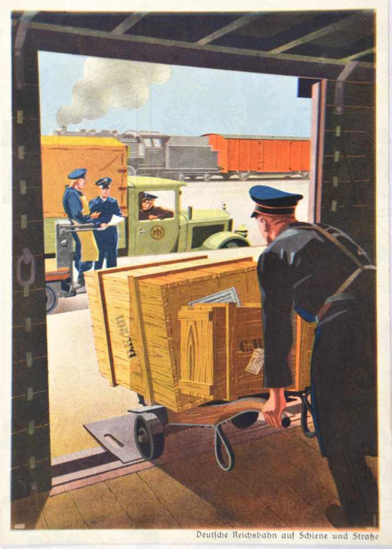 PROPAGANDAKARTE DEUTSCHE REICHSBAHN, auf Schiene und Strasse, farb., ungelaufen, um 1938