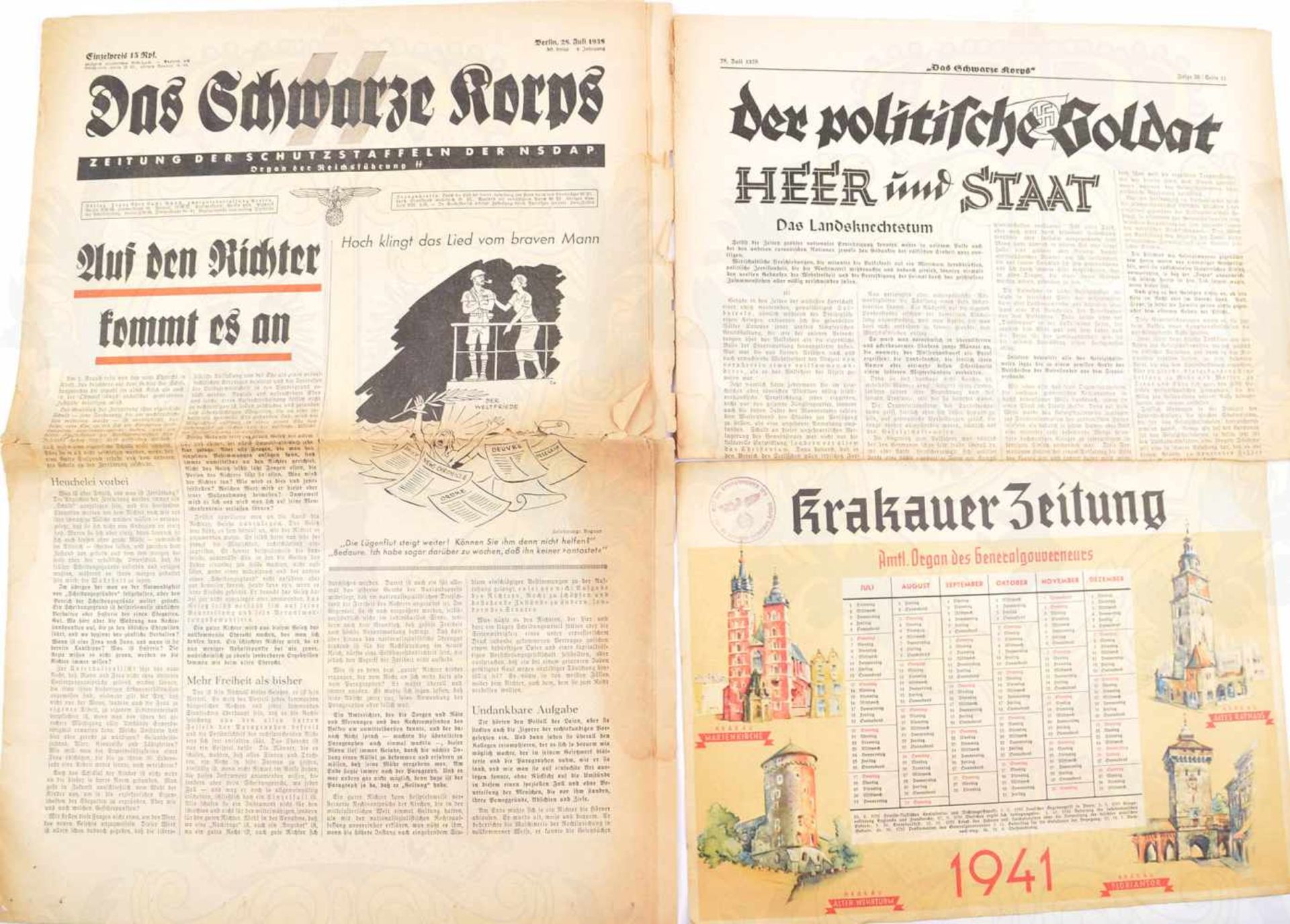 DAS SCHWARZE KORPS, Zeitung d. Schutzstaffeln d. NSDAP, 1938-Folge 30, Rand fleckig, tls.
