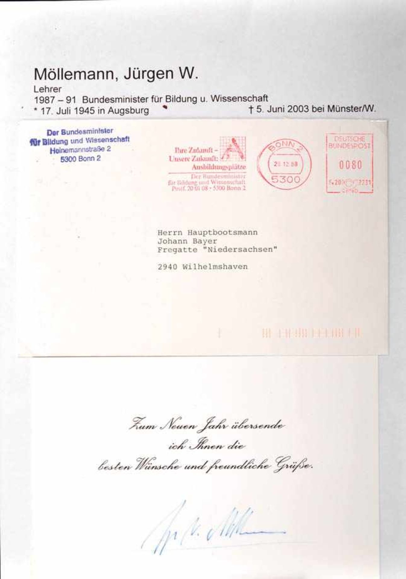 MÖLLEMANN, JÜRGEN W., (1945-2003), Bundesminister für Wirtschaft u. Bildung, FDP-