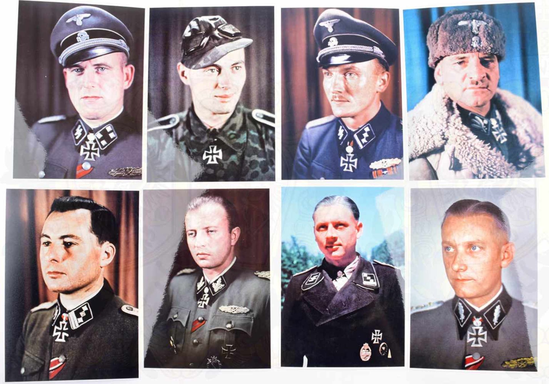 17 REPRO-FARBFOTOS RK-TRÄGER DER WAFFEN-SS, dabei Sepp Dietrich, Felix Steiner, Theodor Eicke,