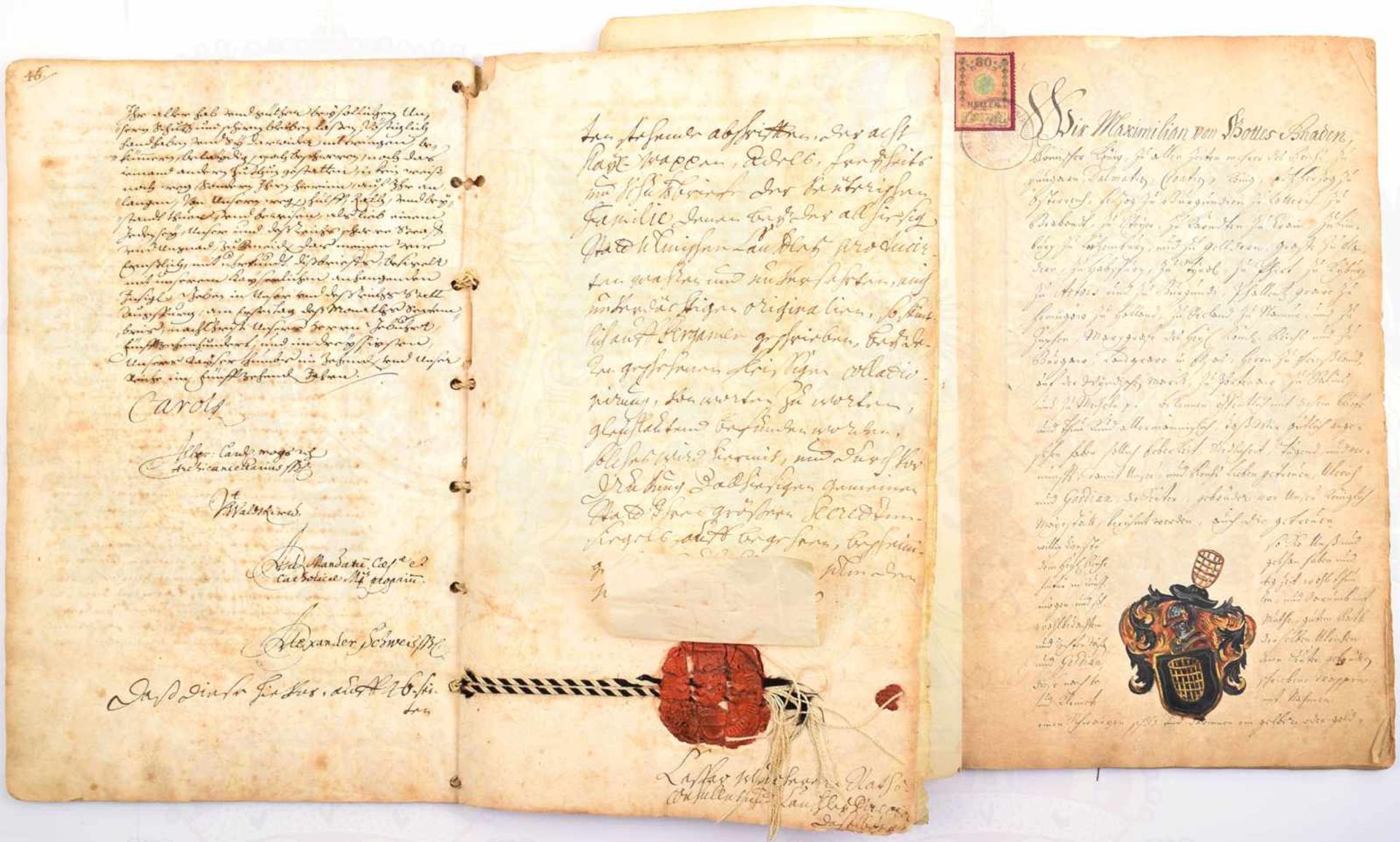 2 ADELSDIPLOME VON SEUTTER, 2 zeitgenössische beglaubigte Kanzlei-Abschriften 1700 u. Österreich