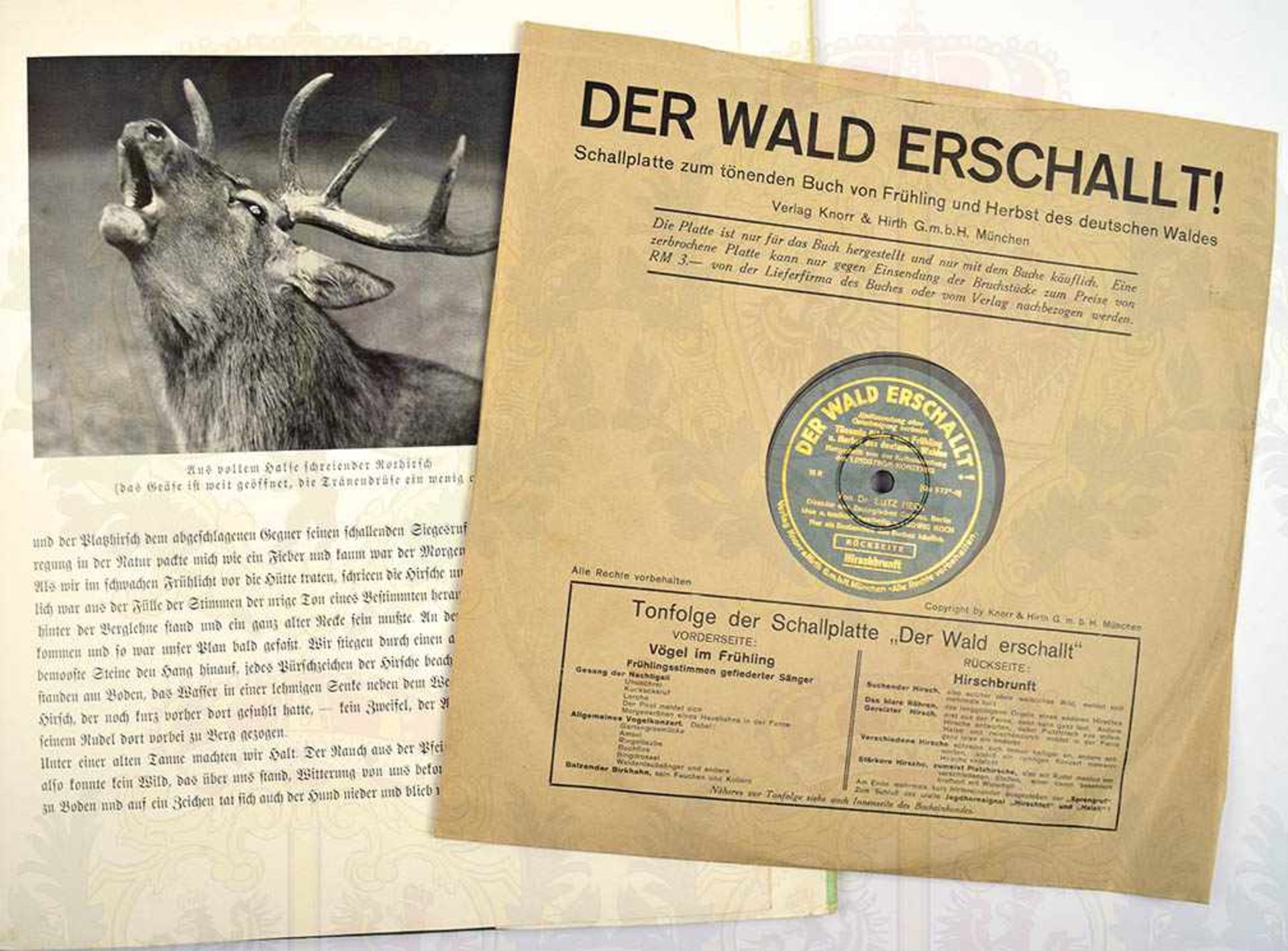 DER WALD ERSCHALLT, „Das tönende Buch v. Frühling u. Herbst d. dt. Waldes“, Dr. Lutz Heck, - Bild 2 aus 2