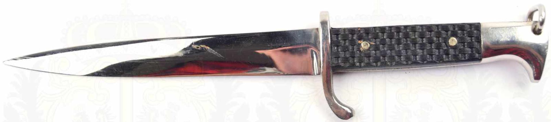 FAHRTENMESSER, vernickelte einschneidige Klinge, L. 14,5cm, Griffteile u. Scheide Eisen/ - Bild 2 aus 2