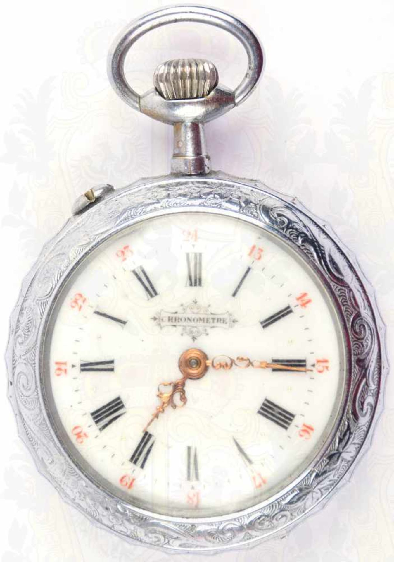 TASCHENUHR CHRONOMETRE, rs. 2 Deckel, bez. „Electro Assortiments de Geneve 1909“ u. „Boite