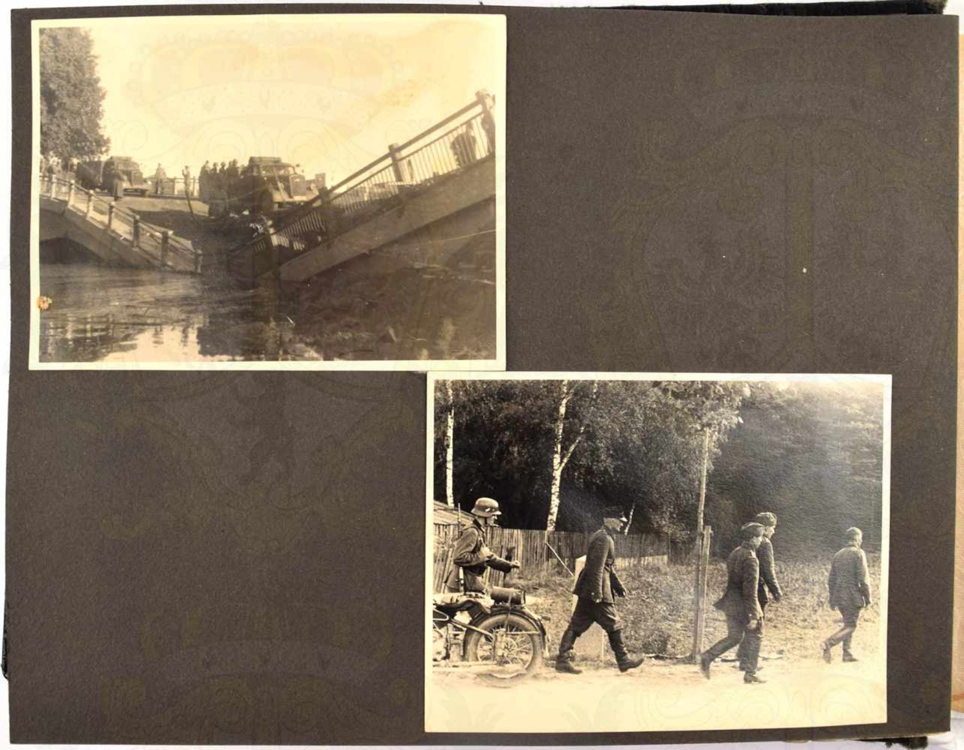 FOTOALBUM POLENFELDZUG 1939, 48 Fotos, Vormarsch, gesprengte Eisenbahnbrücke von Dirschau/Tczew,