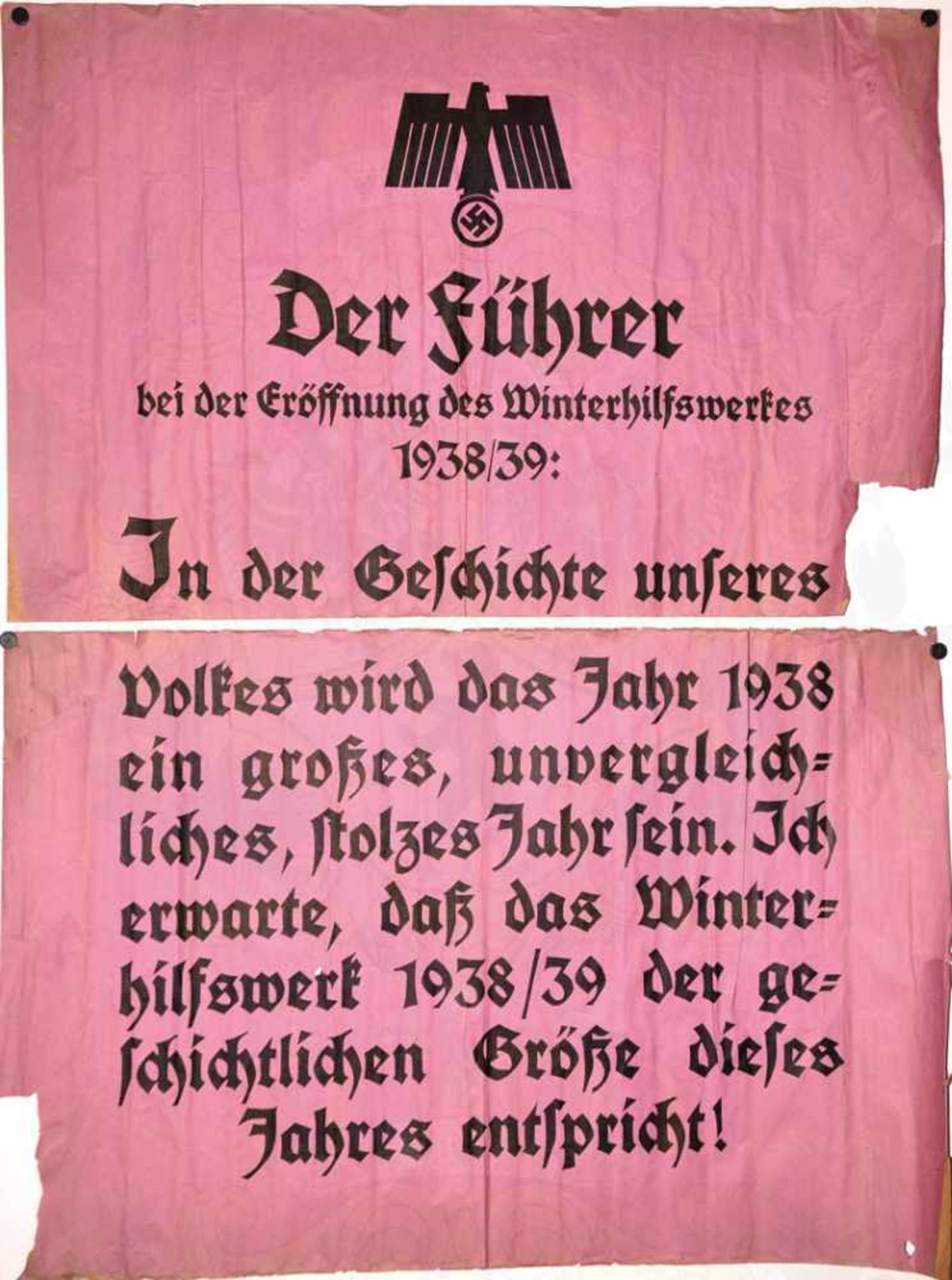 PLAKAT, „Der Führer bei der Eröffnung des WHW 1938/39 - In der Geschichte unseres Volkes wird das