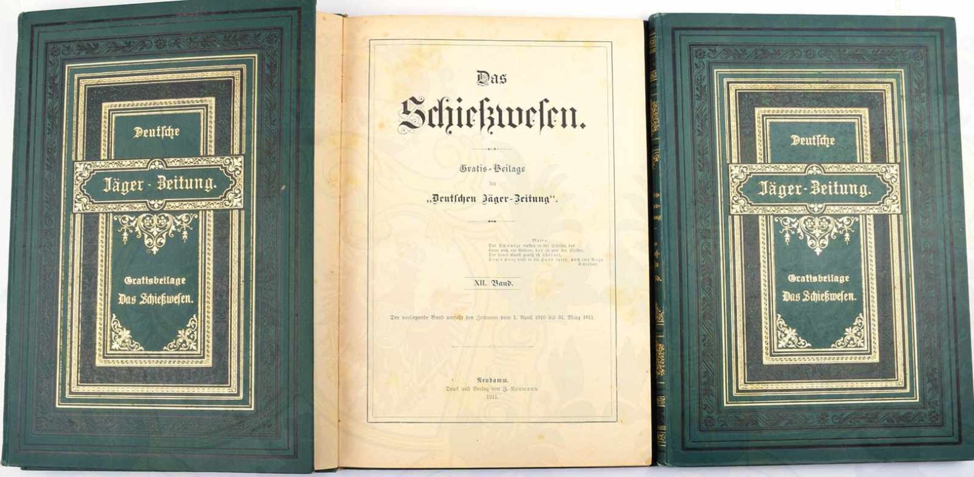 DEUTSCHE JÄGER-ZEITUNG, nur die Beilagen „Das Schießwesen“, der Jahrgänge 1911-1913, in 3 Bänden,