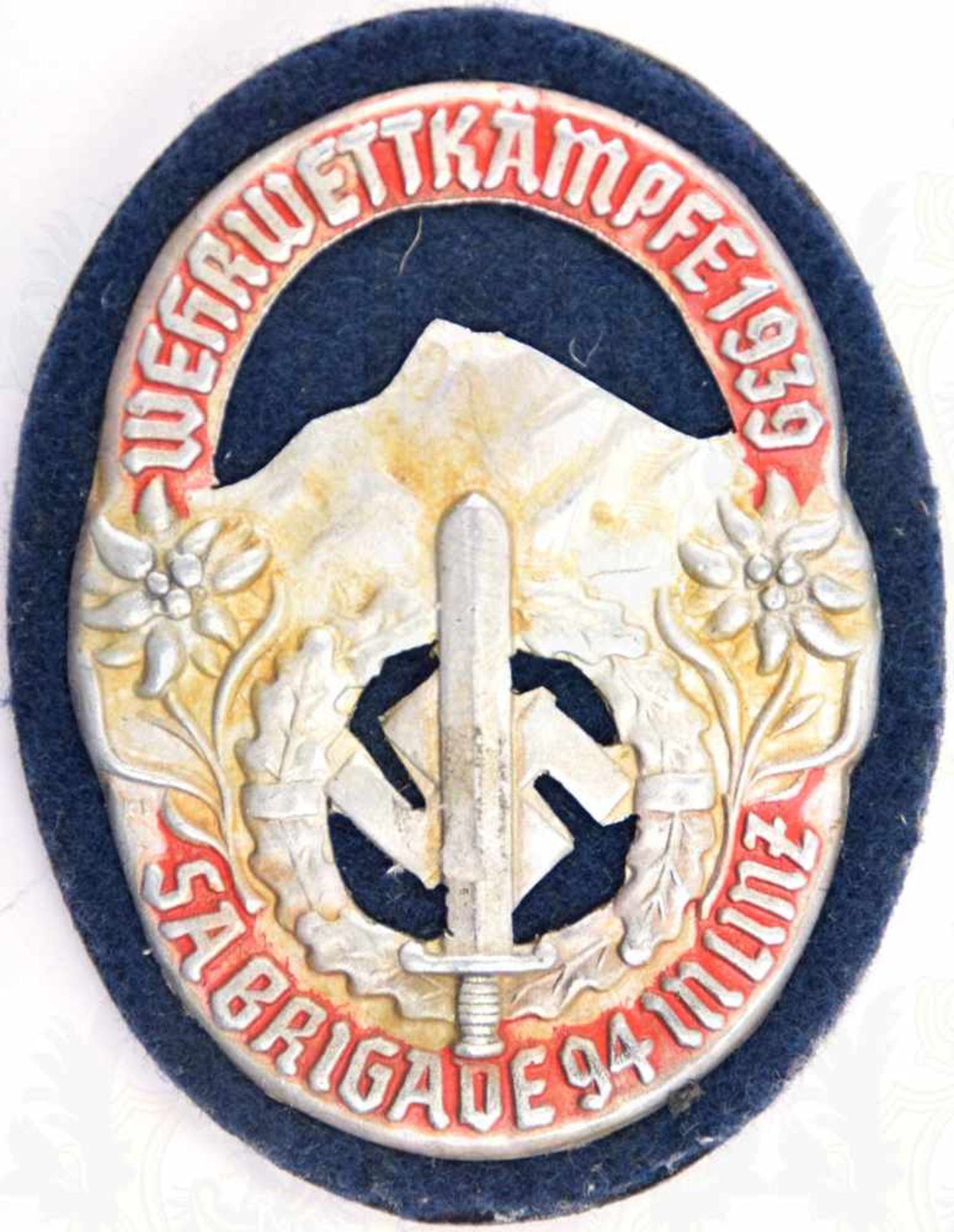WEHRWETTKÄMPFE 1939, SA-Brigade 94 Linz, Sammleranfertigung, Leichtmetall, SA-Sportabz. vor